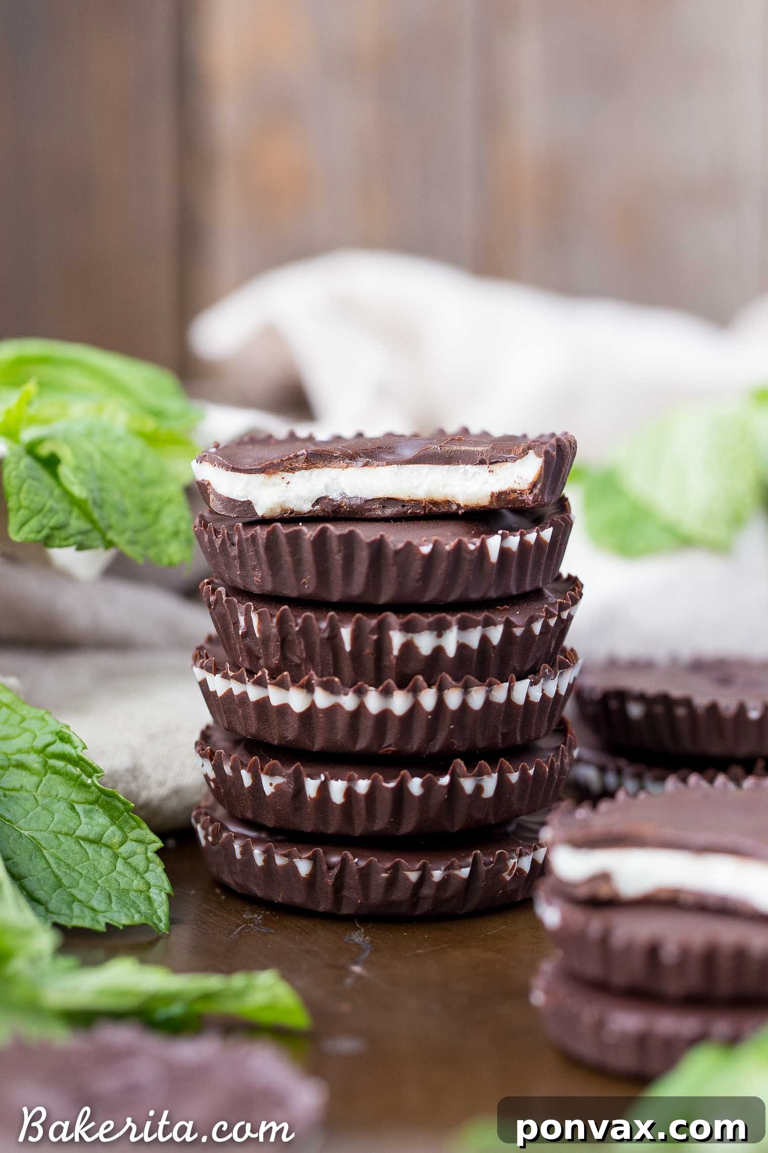 A selection of healthy Chocolate Peppermint Cups arranged beautifully for display.