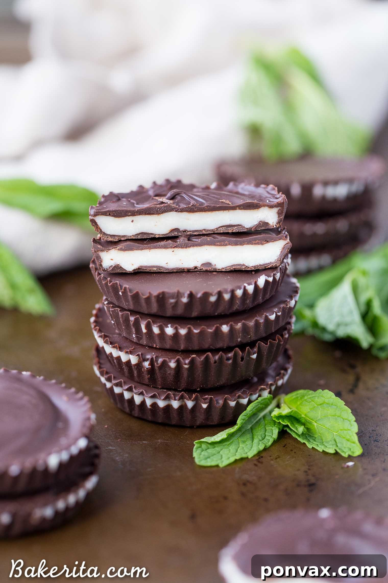 Delicious homemade Chocolate Peppermint Cups ready to be enjoyed.
