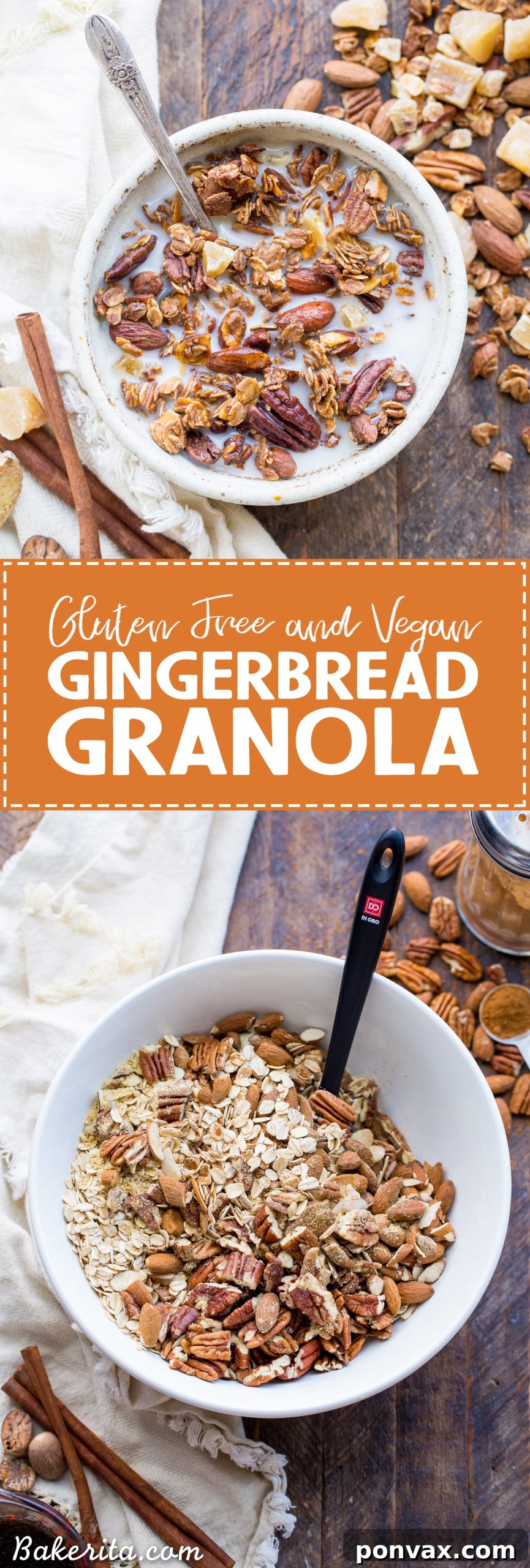 Gingerbread Spice Granola 8 Beautifully presented jar of Gingerbread Granola, ready to be gifted for the holidays.