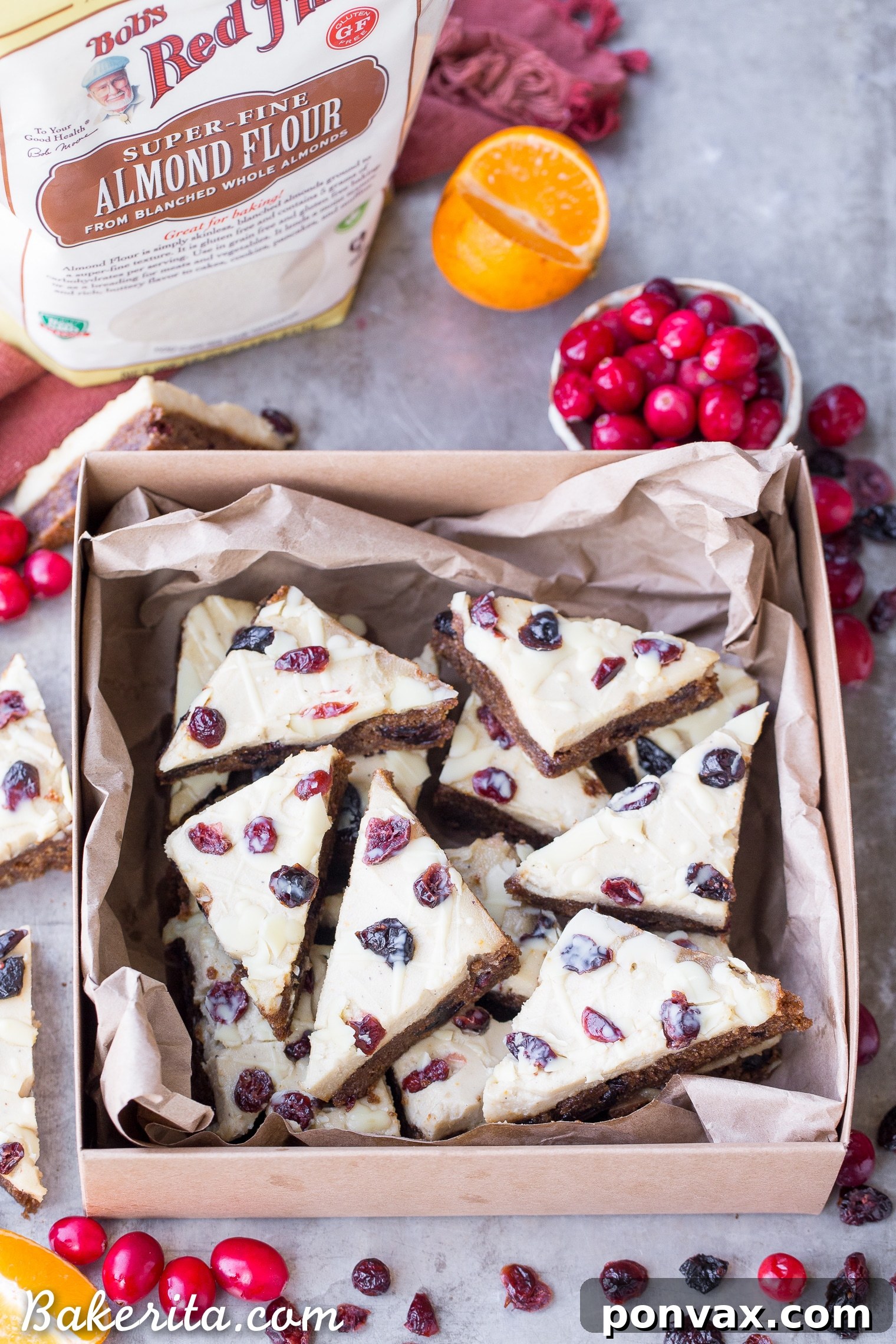 Guilt Free Cranberry Bliss Bars 5 These Homemade Cranberry Bliss Bars are a homemade take on the Starbucks' holiday favorite! These cakey blondies are chewy and loaded with cranberry, orange, and white chocolate flavors. They're gluten free, paleo and vegan.