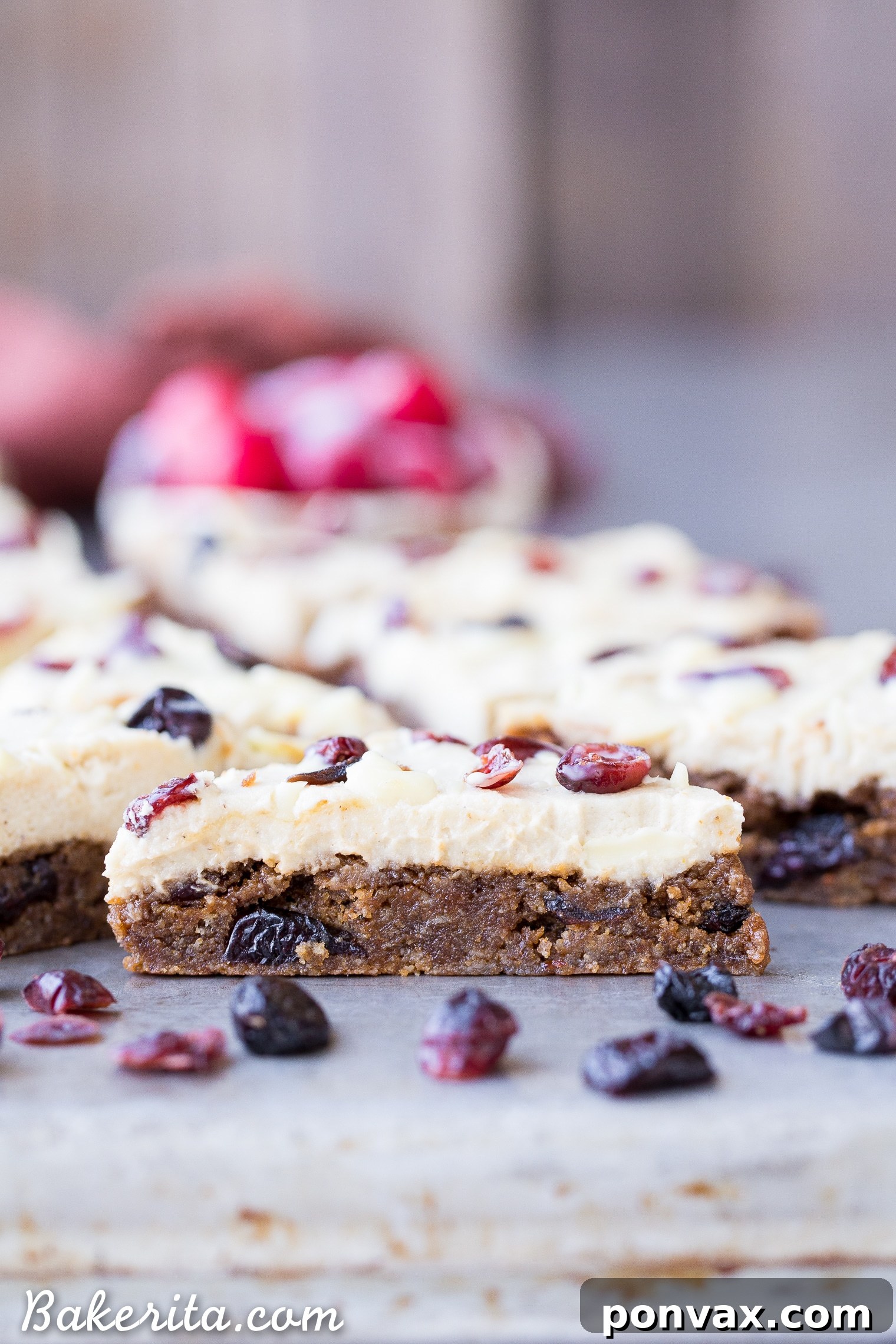 Guilt Free Cranberry Bliss Bars 6 These Homemade Cranberry Bliss Bars are a homemade take on the Starbucks' holiday favorite! These cakey blondies are chewy and loaded with cranberry, orange, and white chocolate flavors. They're gluten free, paleo and vegan.