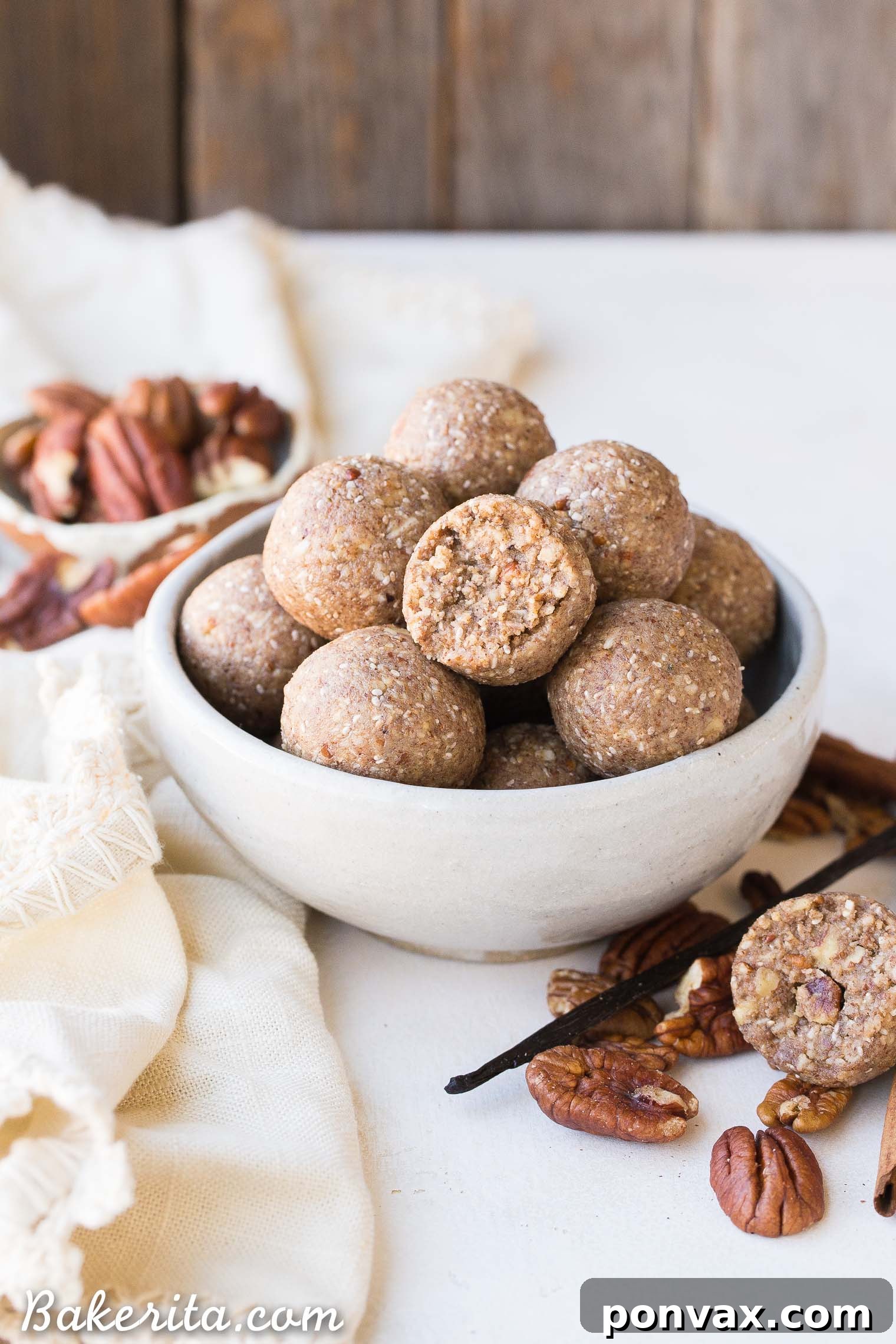 Pecan Pie Power Bombs 2 These Pecan Pie Fat Bombs are a super filling nutritional powerhouse, with loads of healthy fats and protein, and no sugar needed! These fat bombs full of vanilla bean and buttery pecans, and they're gluten-free, paleo, vegan, keto, and Whole30-approved.