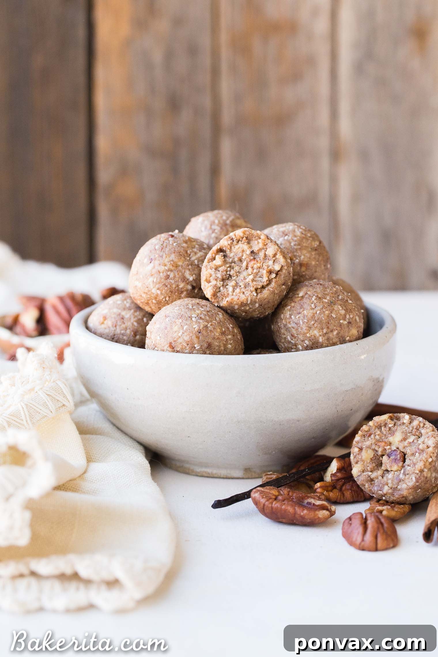 Pecan Pie Power Bombs 5 These Pecan Pie Fat Bombs are a super filling nutritional powerhouse, with loads of healthy fats and protein, and no sugar needed! These fat bombs full of vanilla bean and buttery pecans, and they're gluten-free, paleo, vegan, keto, and Whole30-approved.