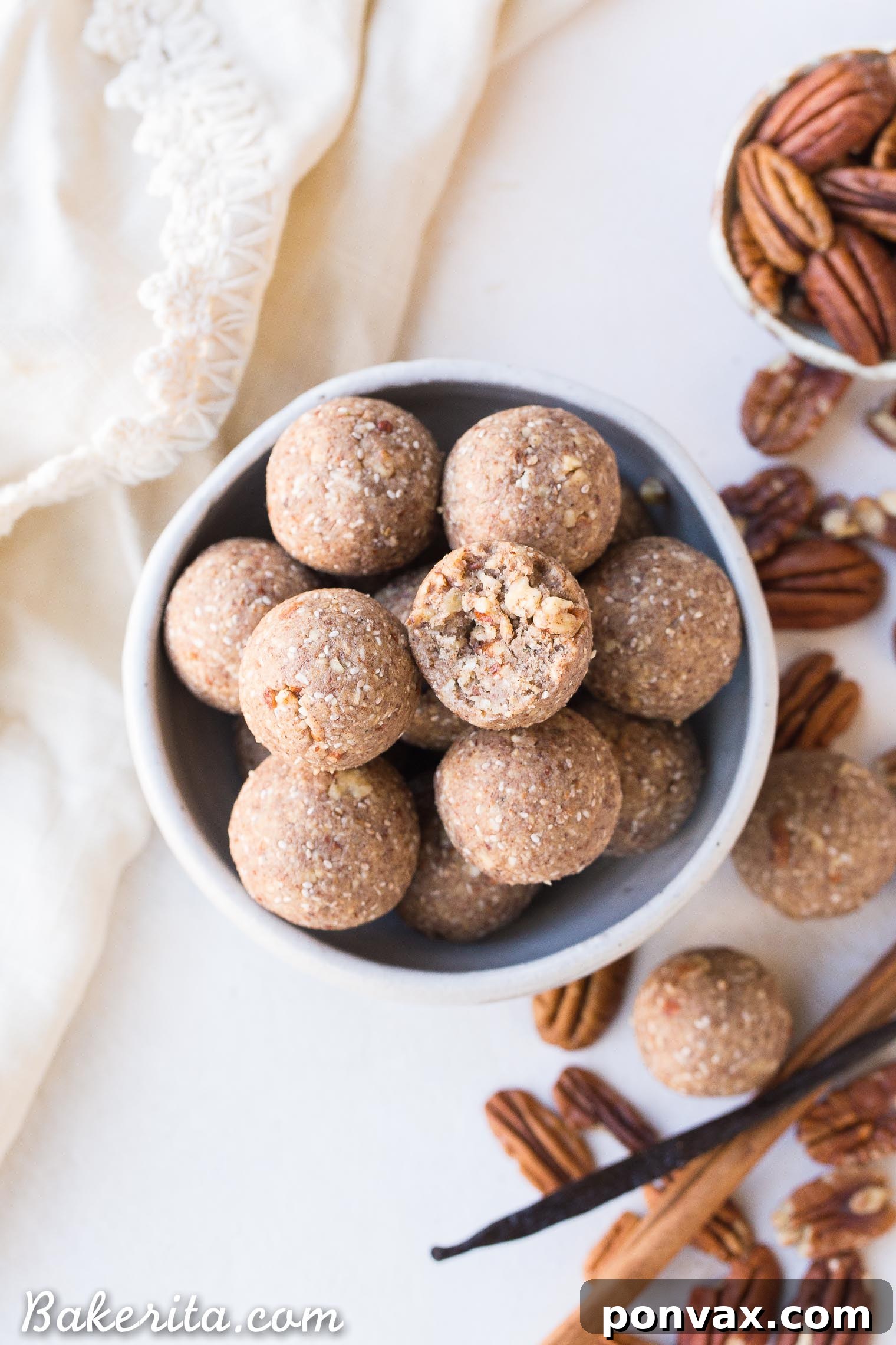Pecan Pie Power Bombs 6 These Pecan Pie Fat Bombs are a super filling nutritional powerhouse, with loads of healthy fats and protein, and no sugar needed! These fat bombs full of vanilla bean and buttery pecans, and they're gluten-free, paleo, vegan, keto, and Whole30-approved.