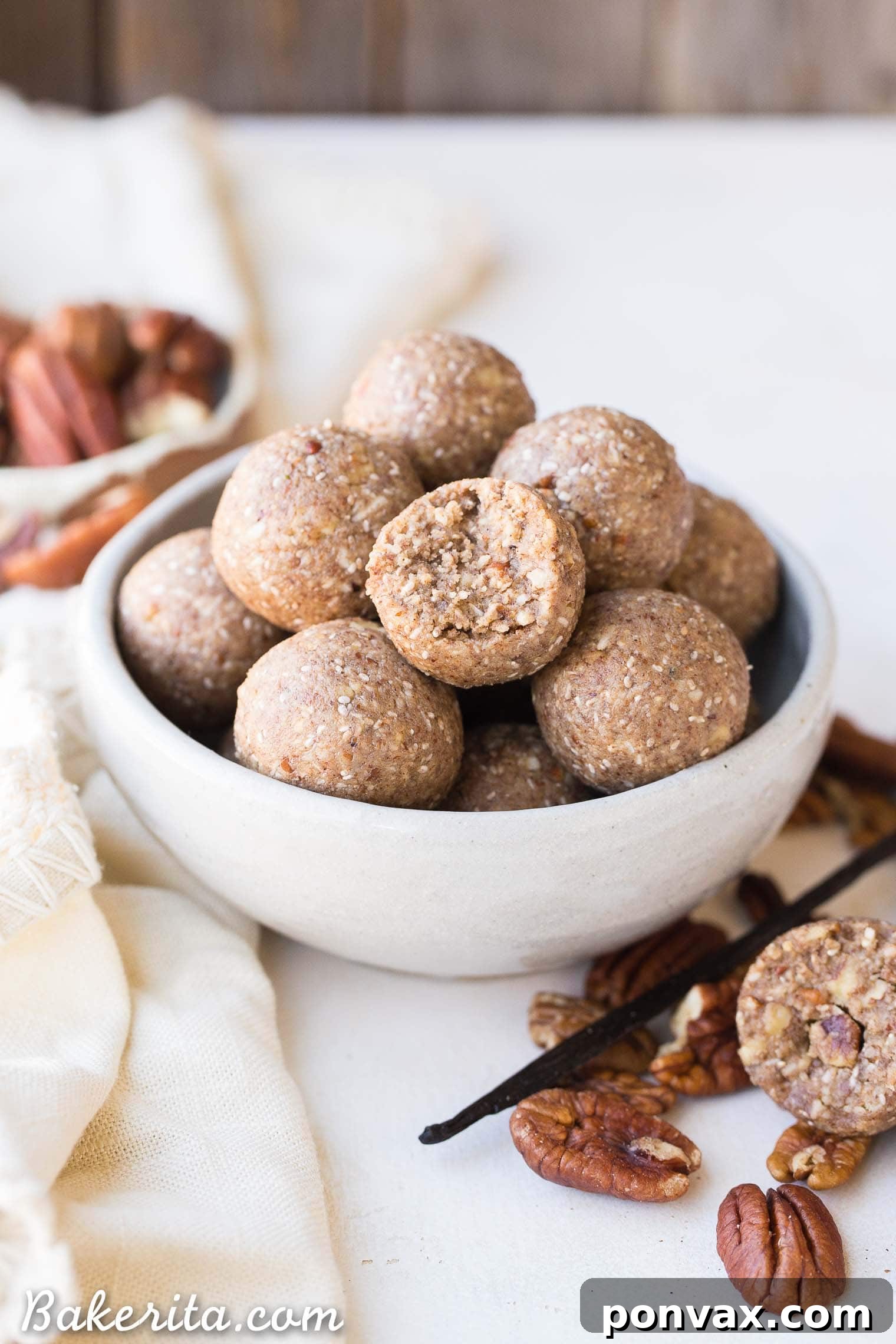 Pecan Pie Power Bombs 7 These Pecan Pie Fat Bombs are a super filling nutritional powerhouse, with loads of healthy fats and protein, and no sugar needed! These fat bombs full of vanilla bean and buttery pecans, and they're gluten-free, paleo, vegan, keto, and Whole30-approved.