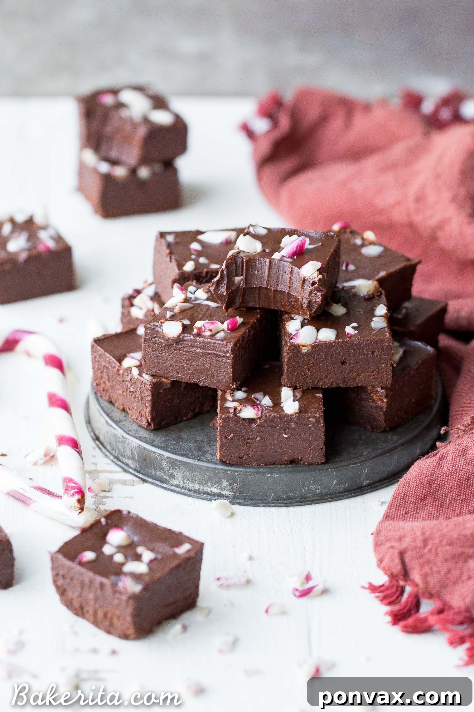 Refreshing Vegan Chocolate Peppermint Fudge 2 Delightful Easy Vegan Chocolate Peppermint Fudge, perfect for quick holiday desserts.