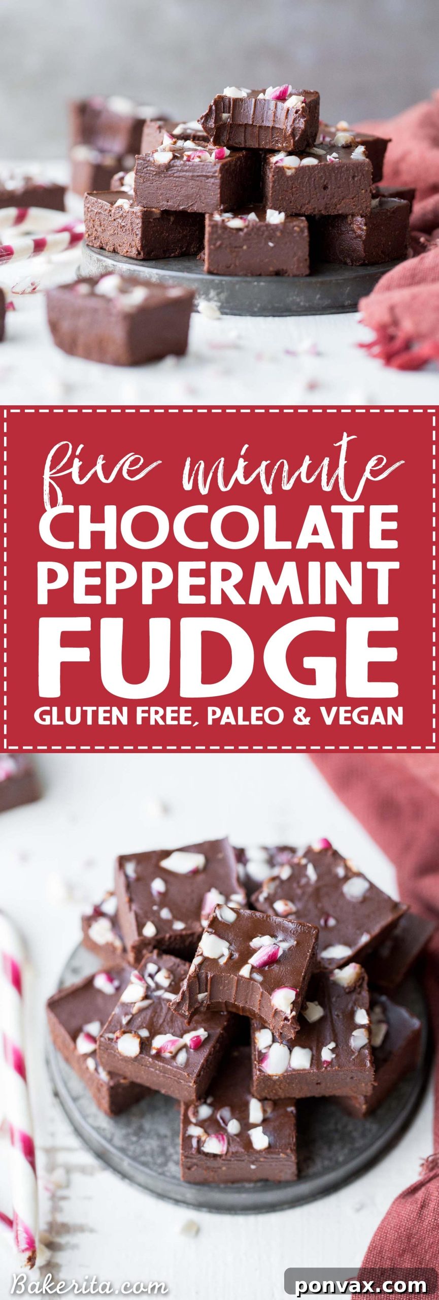 Refreshing Vegan Chocolate Peppermint Fudge 8 Beautifully arranged vegan chocolate peppermint fudge for the holidays.