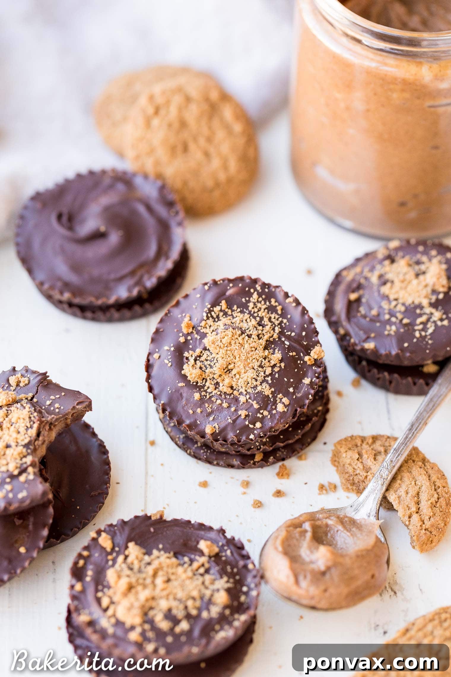 Rich Gluten Free Paleo Vegan Chocolate Cookie Butter Cups 5 A jar of homemade paleo and vegan cookie butter, ready to be used in various dessert creations.