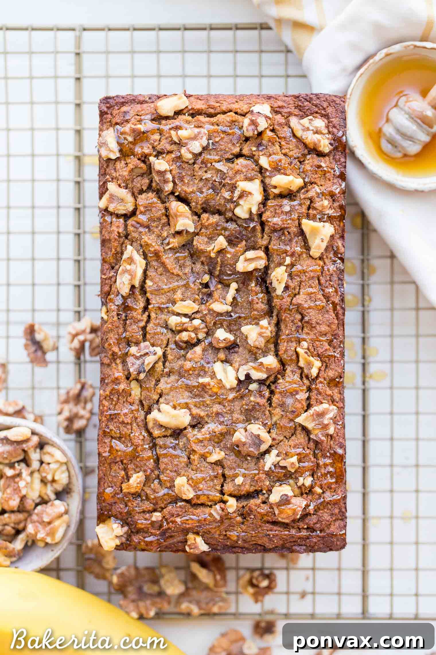Paleo Golden Honey Nut Banana Loaf 2 Paleo Honey Nut Banana Bread, a healthy and satisfying treat for breakfast or snack.