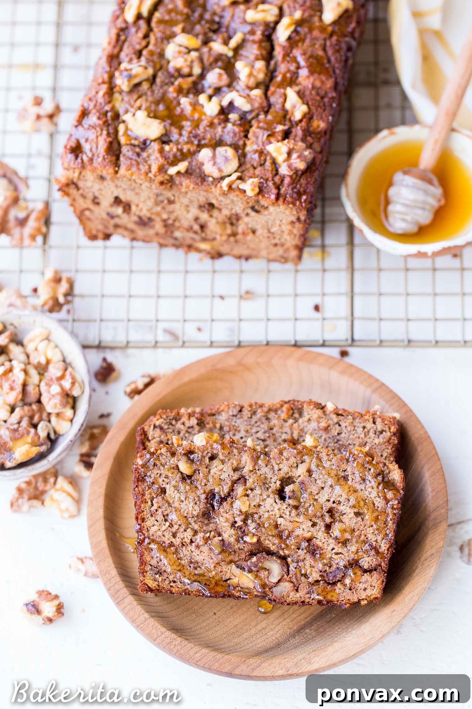 Paleo Golden Honey Nut Banana Loaf 5 Ingredients for Paleo Honey Nut Banana Bread, including ripe bananas and organic honey.