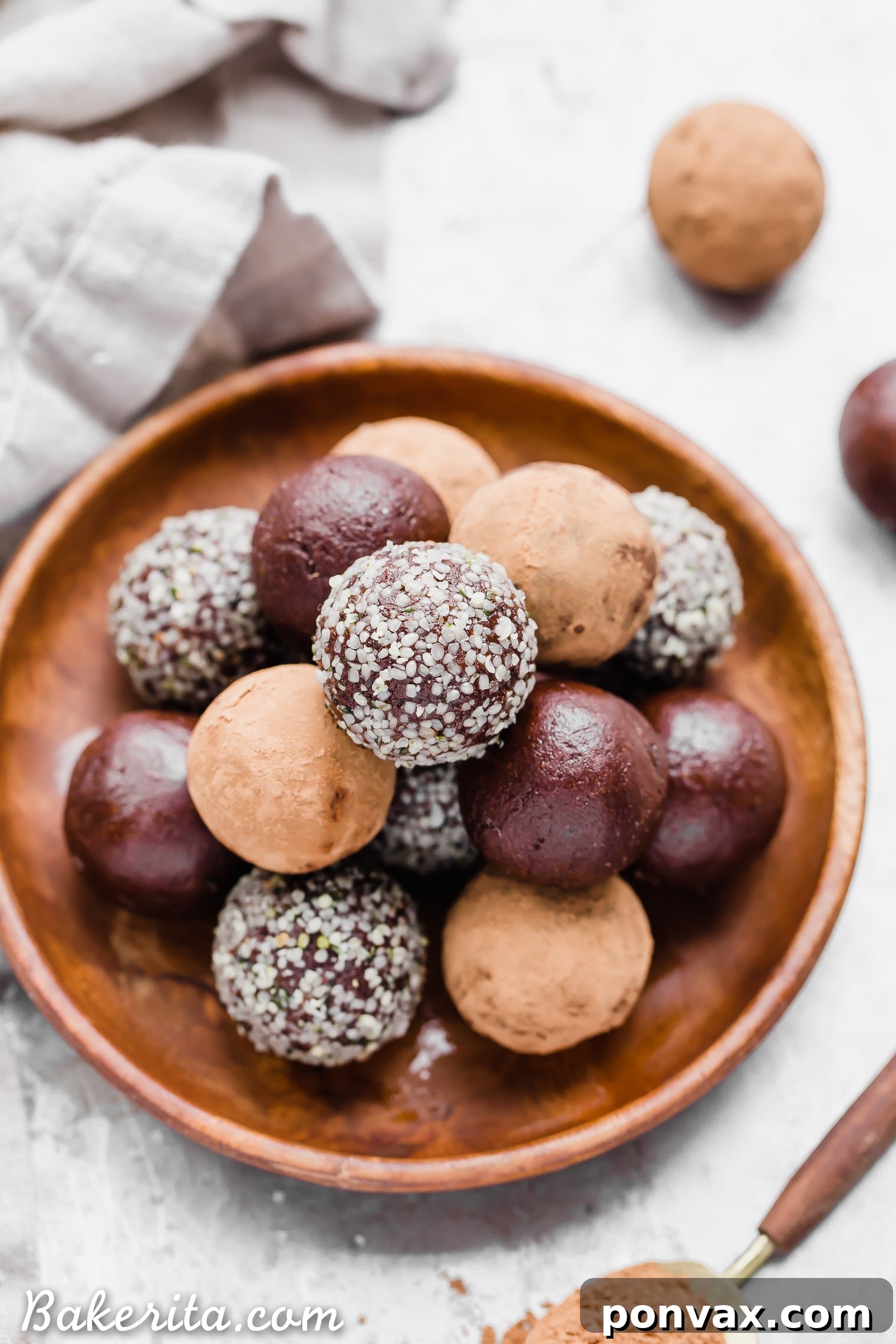Close-up of a Raw Chocolate Truffle, emphasizing its rich texture and healthy appeal. Gluten-free, paleo, and vegan.