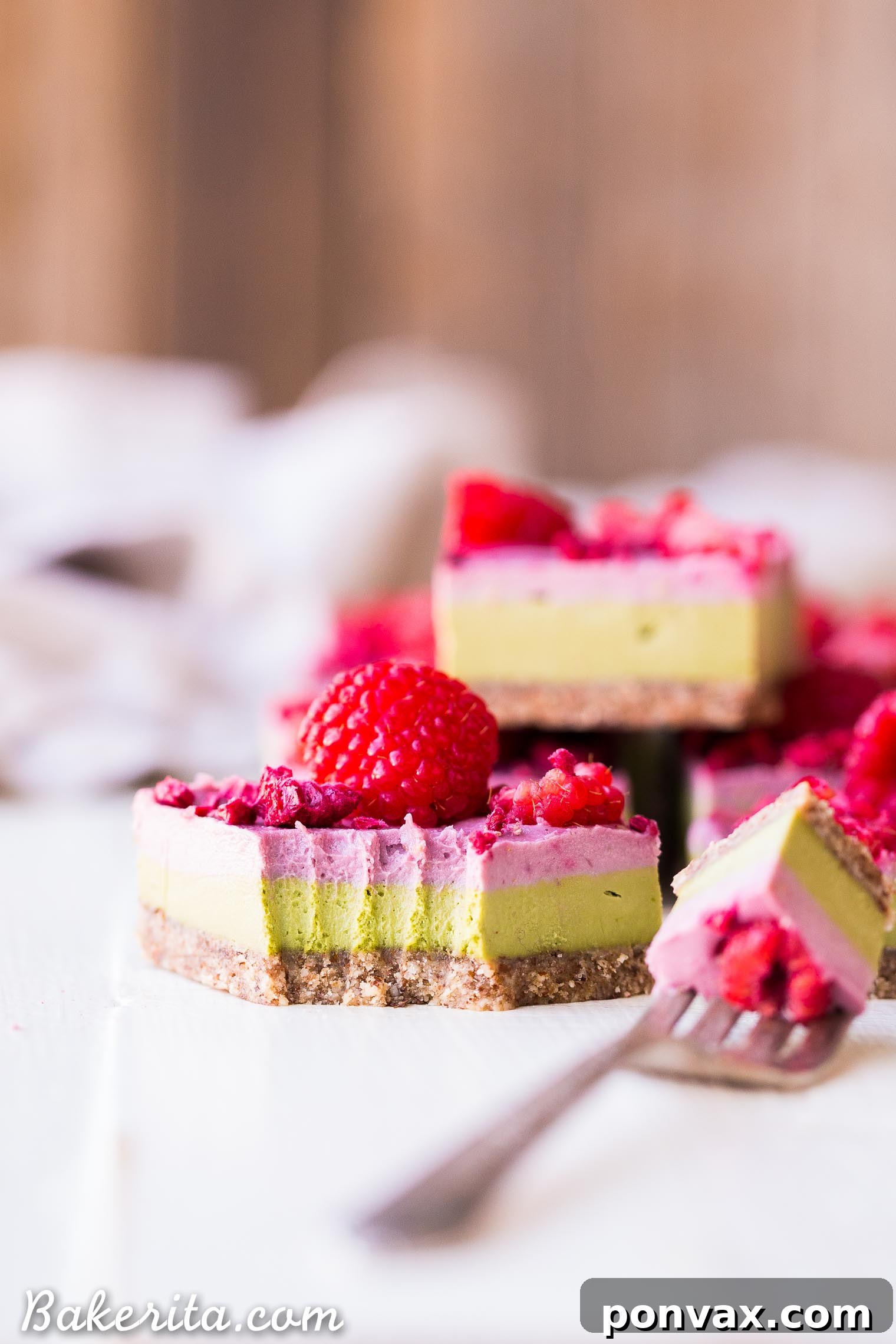 Layered Raspberry Matcha Bars - Gluten Free, Paleo, Refined Sugar Free, Dairy Free & Vegan