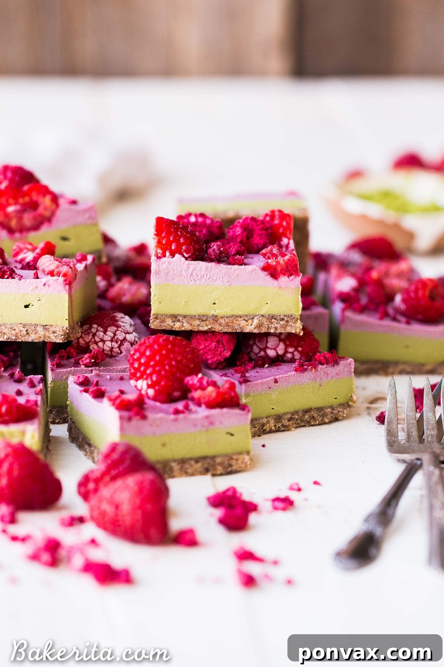 Layered Raspberry Matcha Bars - Gluten Free, Paleo, Refined Sugar Free, Dairy Free & Vegan