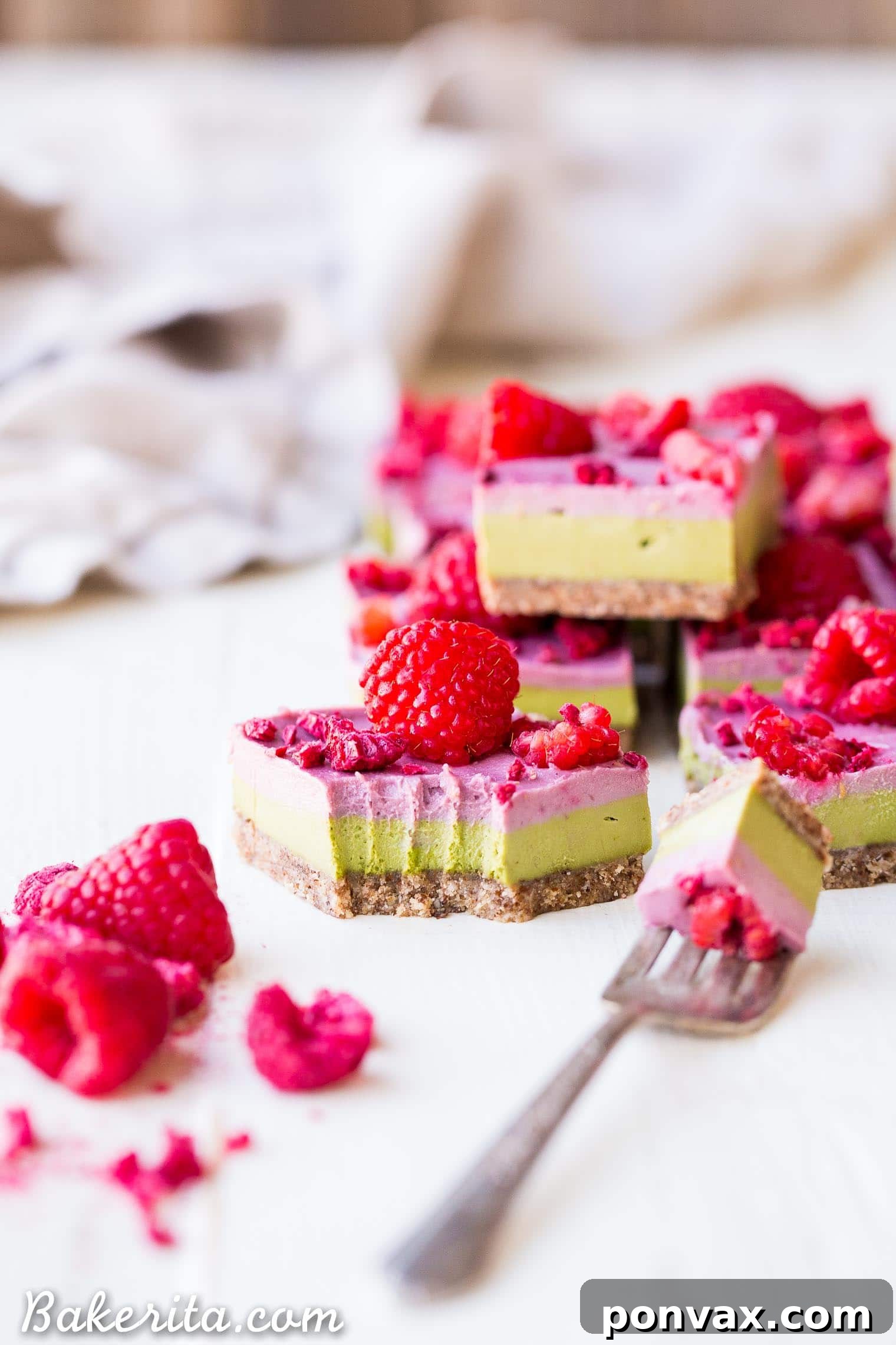 Layered Raspberry Matcha Bars - Gluten Free, Paleo, Refined Sugar Free, Dairy Free & Vegan