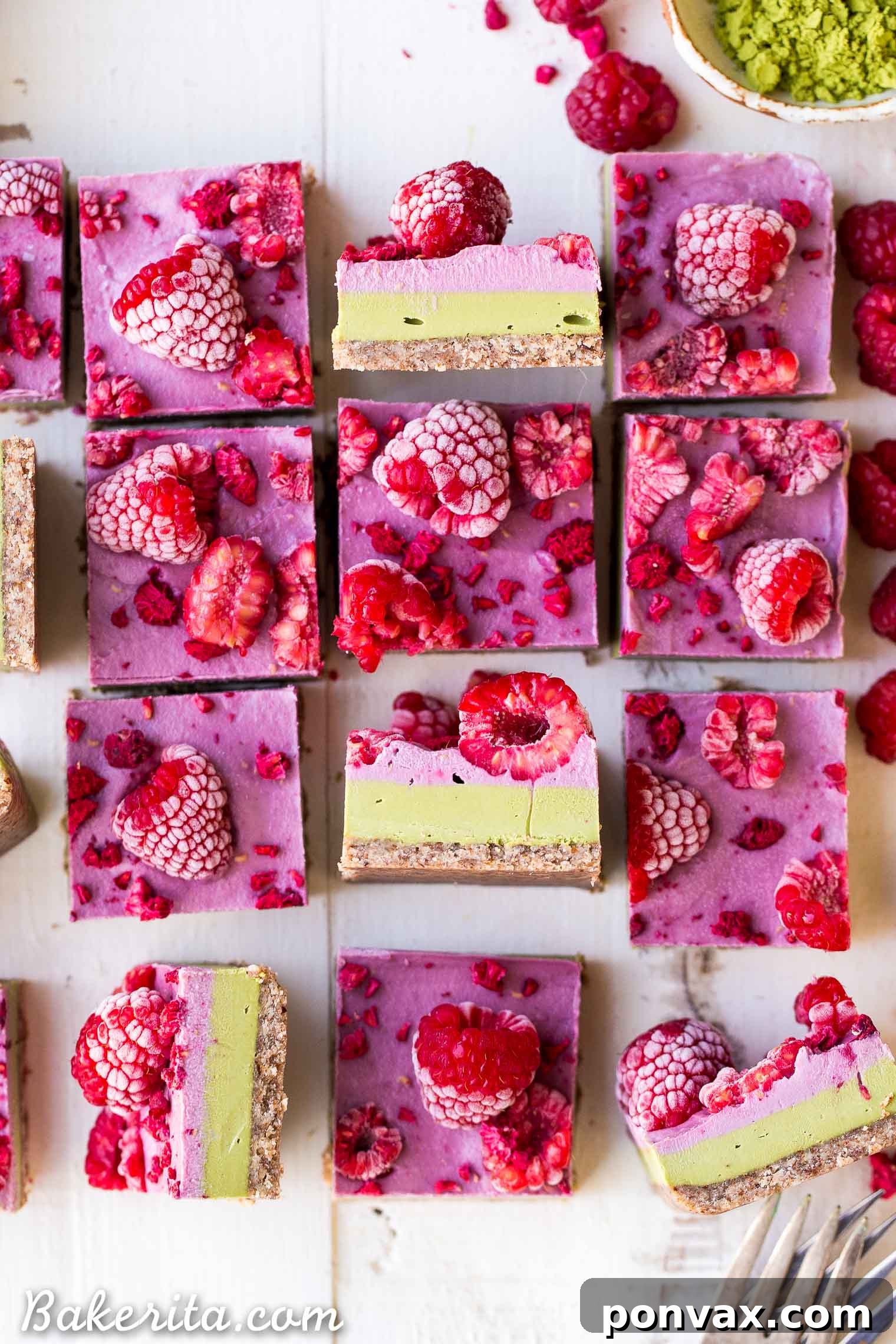 Layered Raspberry Matcha Bars - Gluten Free, Paleo, Refined Sugar Free, Dairy Free & Vegan