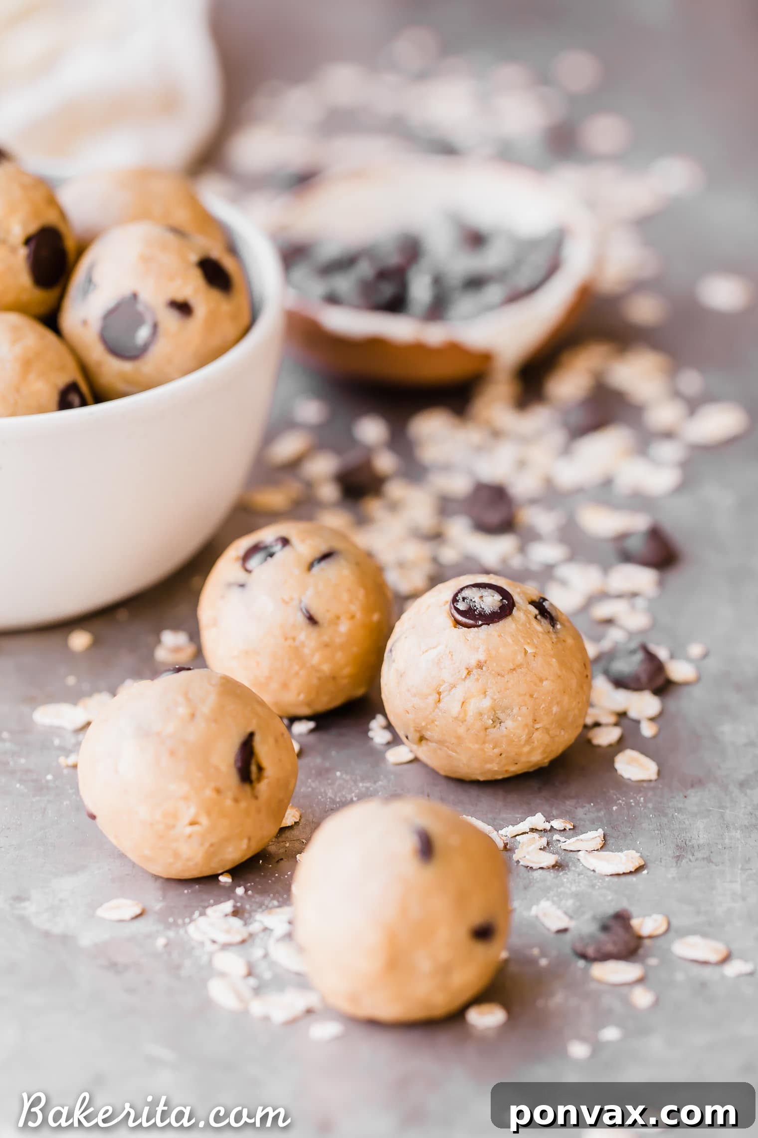 Oatmeal Chocolate Chip Cookie Dough Bites: Gluten Free & Vegan