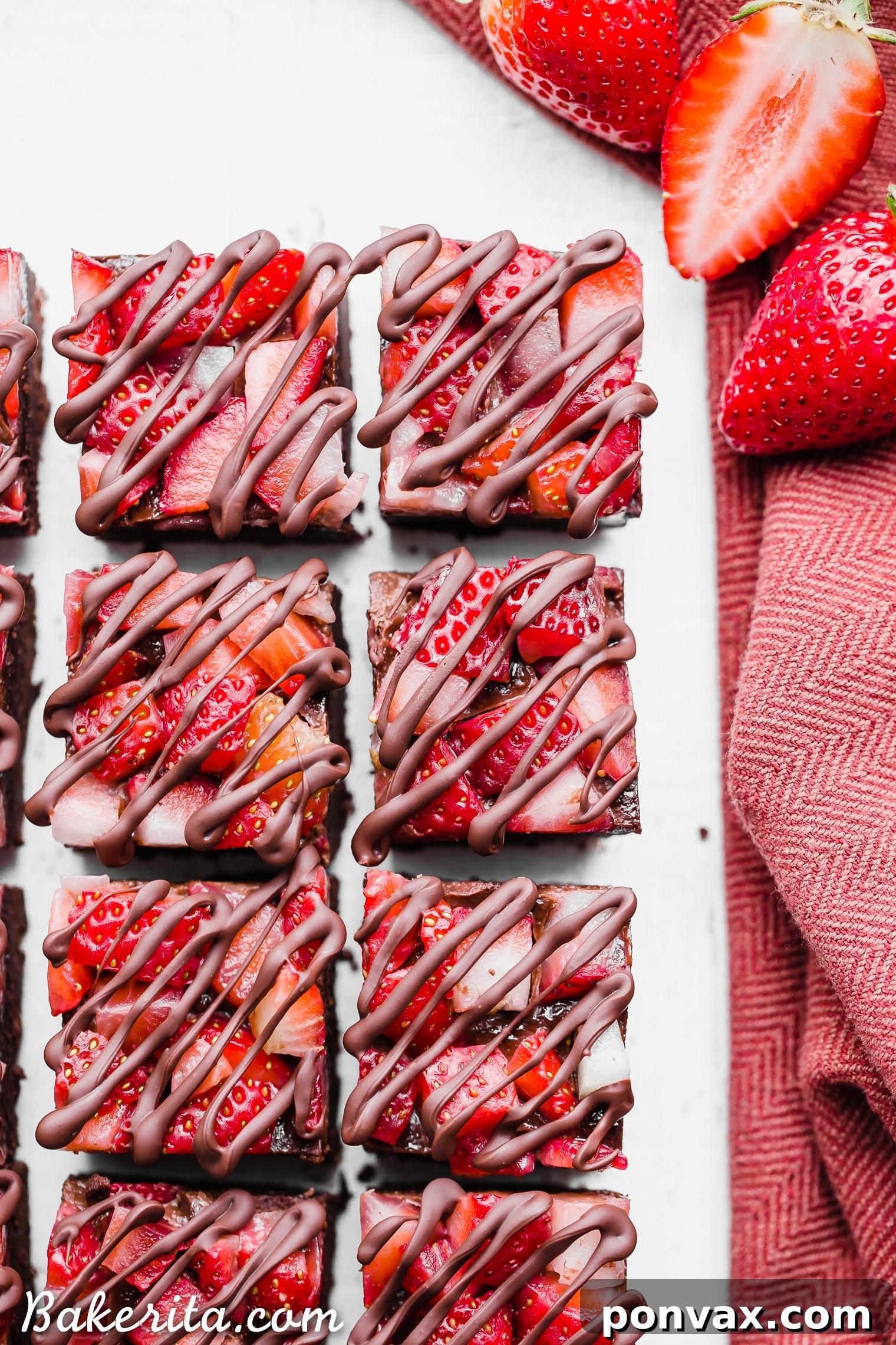 A tray of finished Chocolate Strawberry Fudge, perfectly cut into squares and ready to serve.