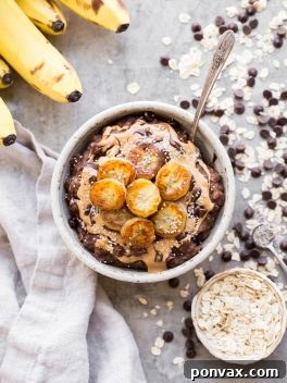 This Chocolate Banana Oatmeal is sweetened with a ripe banana, full of chocolatey flavor, and topped with sweet caramelized bananas! This gluten-free and vegan breakfast has no sugar added and is sure to fill you up and keep you satisfied.