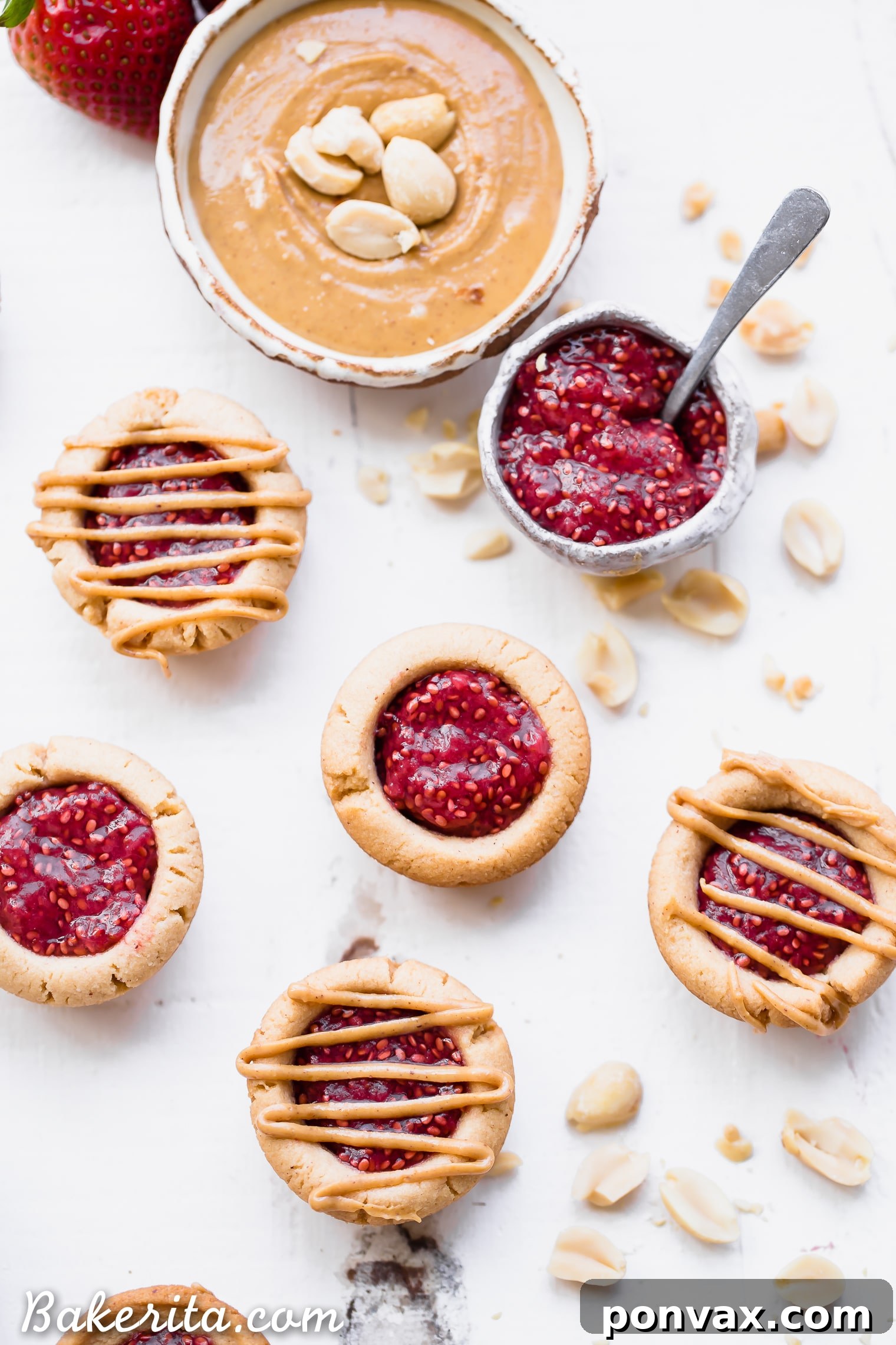 Delicious Peanut Butter & Jelly Tartlets, a healthy gluten-free and vegan dessert.
