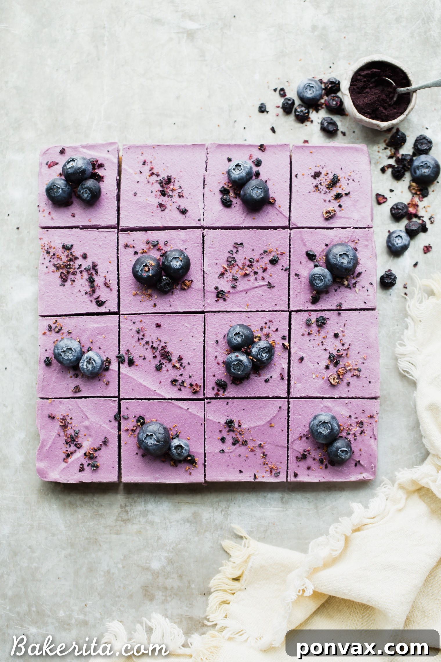 Superfood No Bake Acai Maqui Berry Bars Gluten Free Paleo Vegan 2 Vibrant purple No-Bake Acai Maqui Berry Bars, a healthy and delicious superfood dessert.