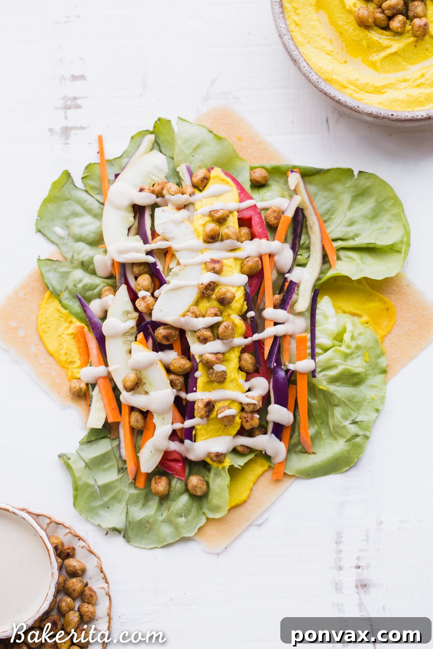 Golden Turmeric Chickpea Wraps with Creamy Tahini Drizzle (Gluten-Free & Vegan) 3 Delicious and healthy Roasted Chickpea Veggie Wraps