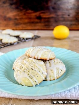 Zesty Lemon Poppy Seed Treats 2 Lemon Poppy Seed Cookies with a sweet and tart glaze