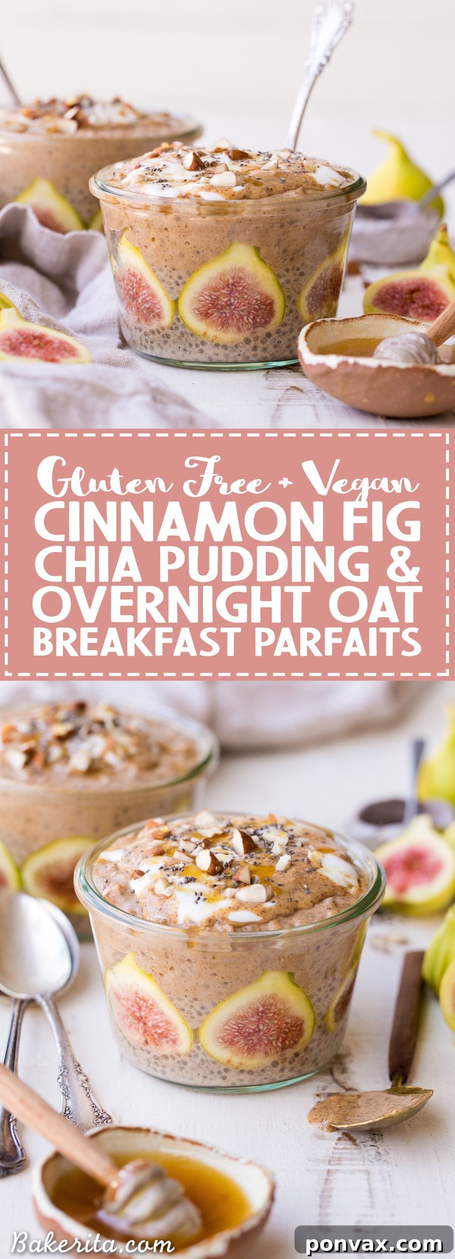 Cinnamon Fig Chia Pudding & Overnight Oat Breakfast Parfaits are a delicious make-ahead breakfast that you'll love to have ready to go in your freezer! The fresh figs are such a scrumptious and beautiful treat in this gluten-free, refined sugar-free, and vegan breakfast.