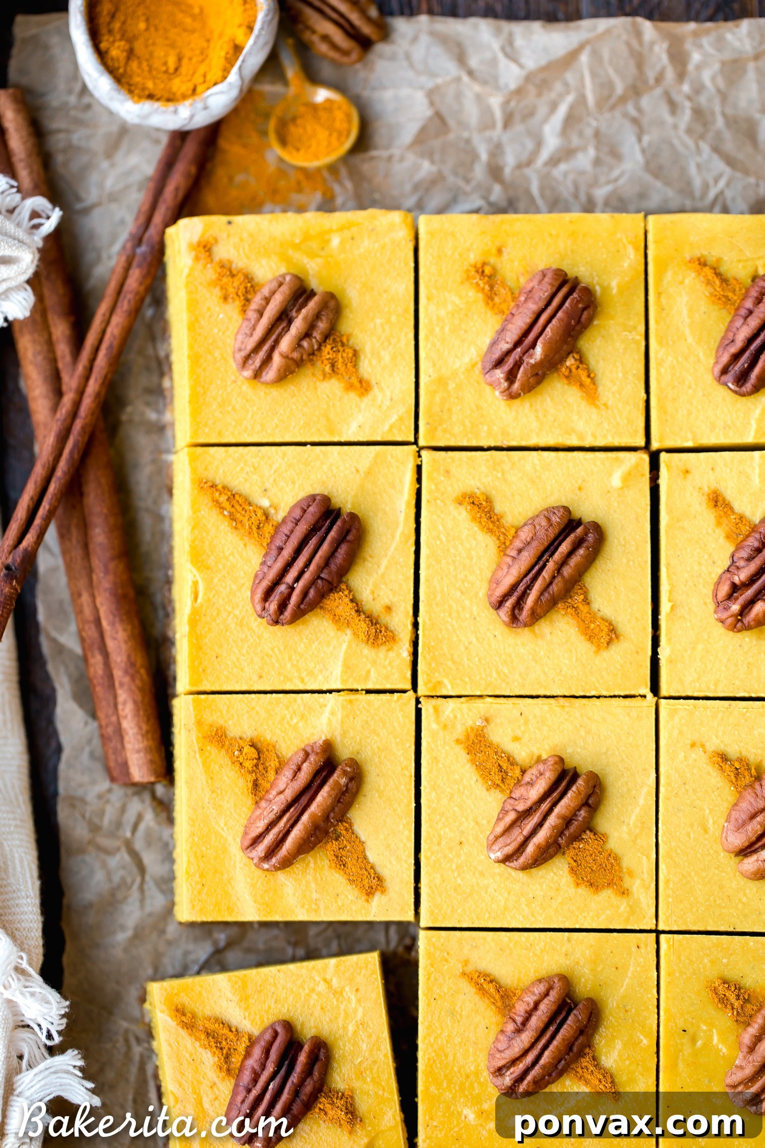 These No Bake Golden Milk Cheesecake Bars are a dessert that's loaded with the anti-inflammatory benefits of turmeric and the warmth and comfort of golden milk. They're deliciously spiced, gluten-free, paleo, vegan, and perfect for sharing.