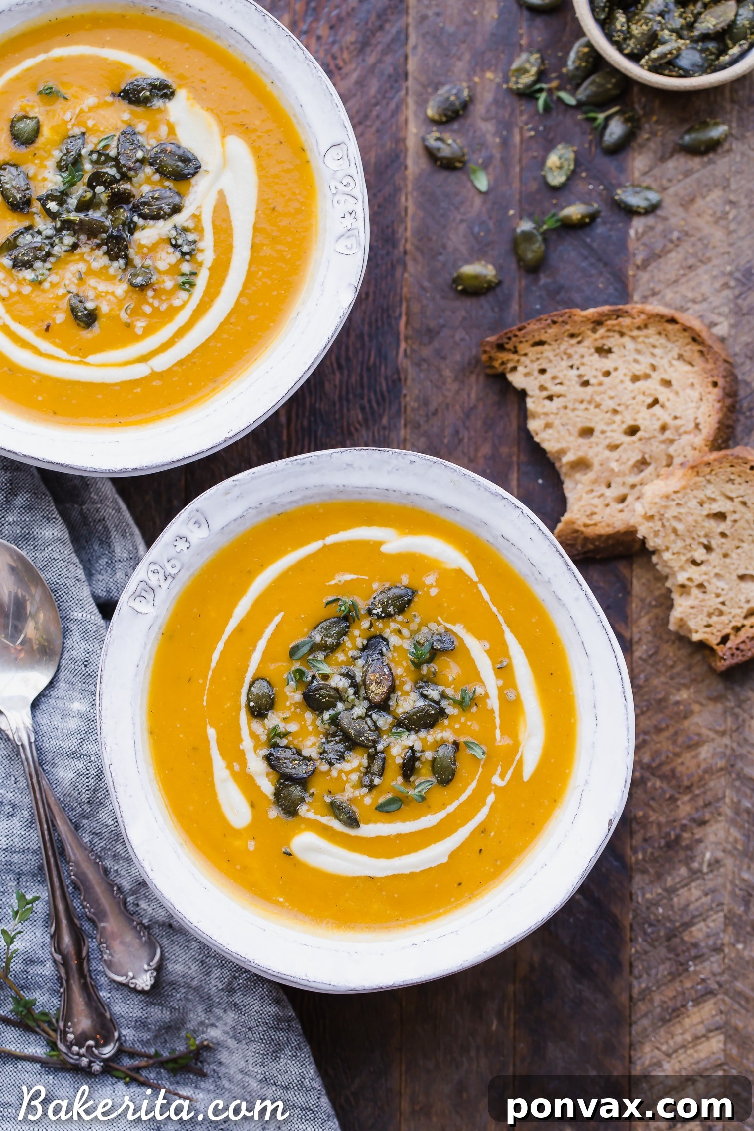 Golden Vegan Squash Bliss 3 A vibrant bowl of homemade vegan butternut squash soup, perfect for fall