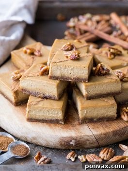 With an easy pecan-and-date crust and tons of warm spices, these Gingerbread Cheesecake Bars are packed with the holiday season’s warm flavors. These “cheesecake” bars are made with soaked cashews to replicate cheesecake’s creamy texture—no dairy or baking necessary. You won’t miss the dairy one bit in these gluten-free, vegan bars. 