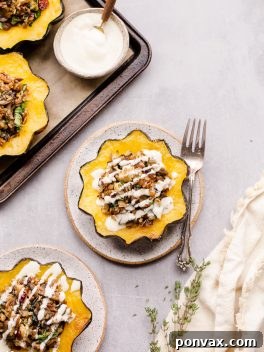 Mushroom & Wild Rice Stuffed Acorn Squash