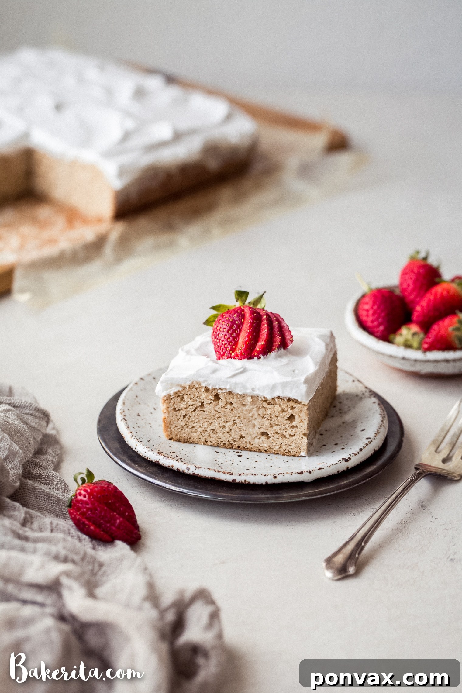This Gluten-Free Tres Leches Cake is soaked with evaporated coconut milk & sweetened condensed coconut milk to make a dairy-free version of this classic Latin American dessert. The paleo vanilla sponge cake is deliciously moist and topped with whipped coconut cream. It is dairy-free with a vegan option.
