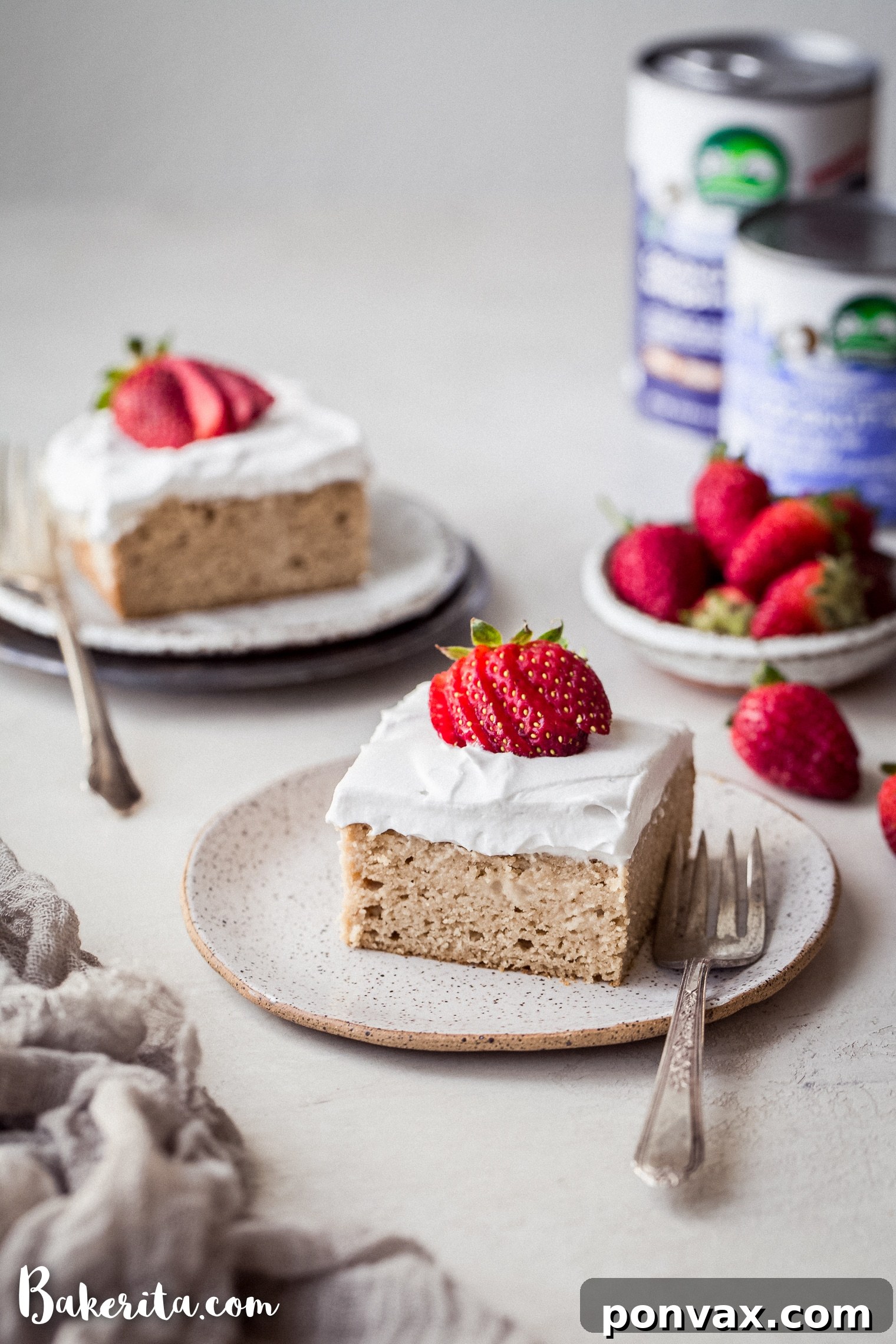 This Gluten-Free Tres Leches Cake is soaked with evaporated coconut milk & sweetened condensed coconut milk to make a dairy-free version of this classic Latin American dessert. The paleo vanilla sponge cake is deliciously moist and topped with whipped coconut cream. It is dairy-free with a vegan option.