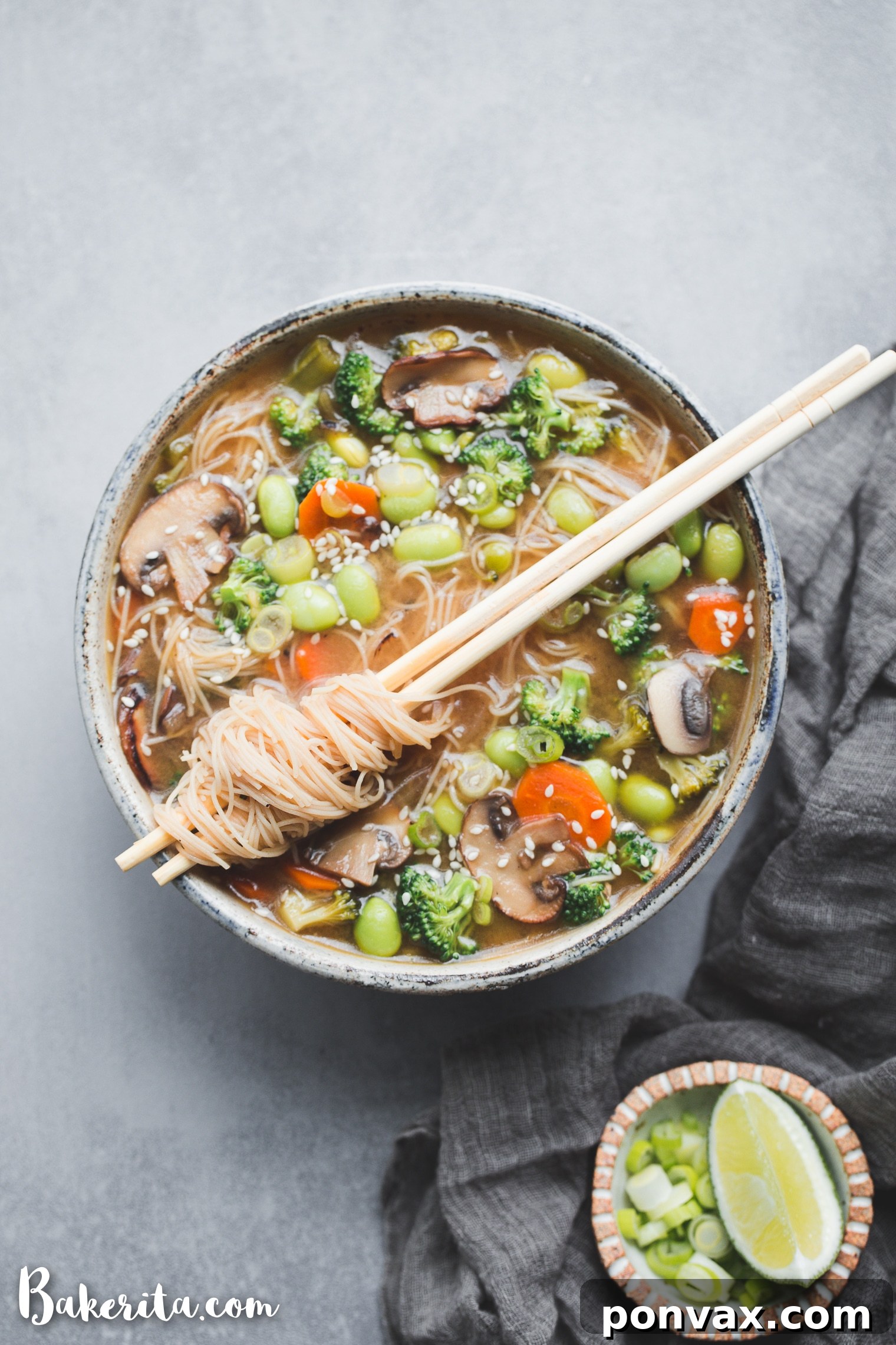 Easy Gluten-Free & Vegan Vegetable Miso Noodle Soup, ready in under 30 minutes, delicious and customizable with your favorite vegetables.