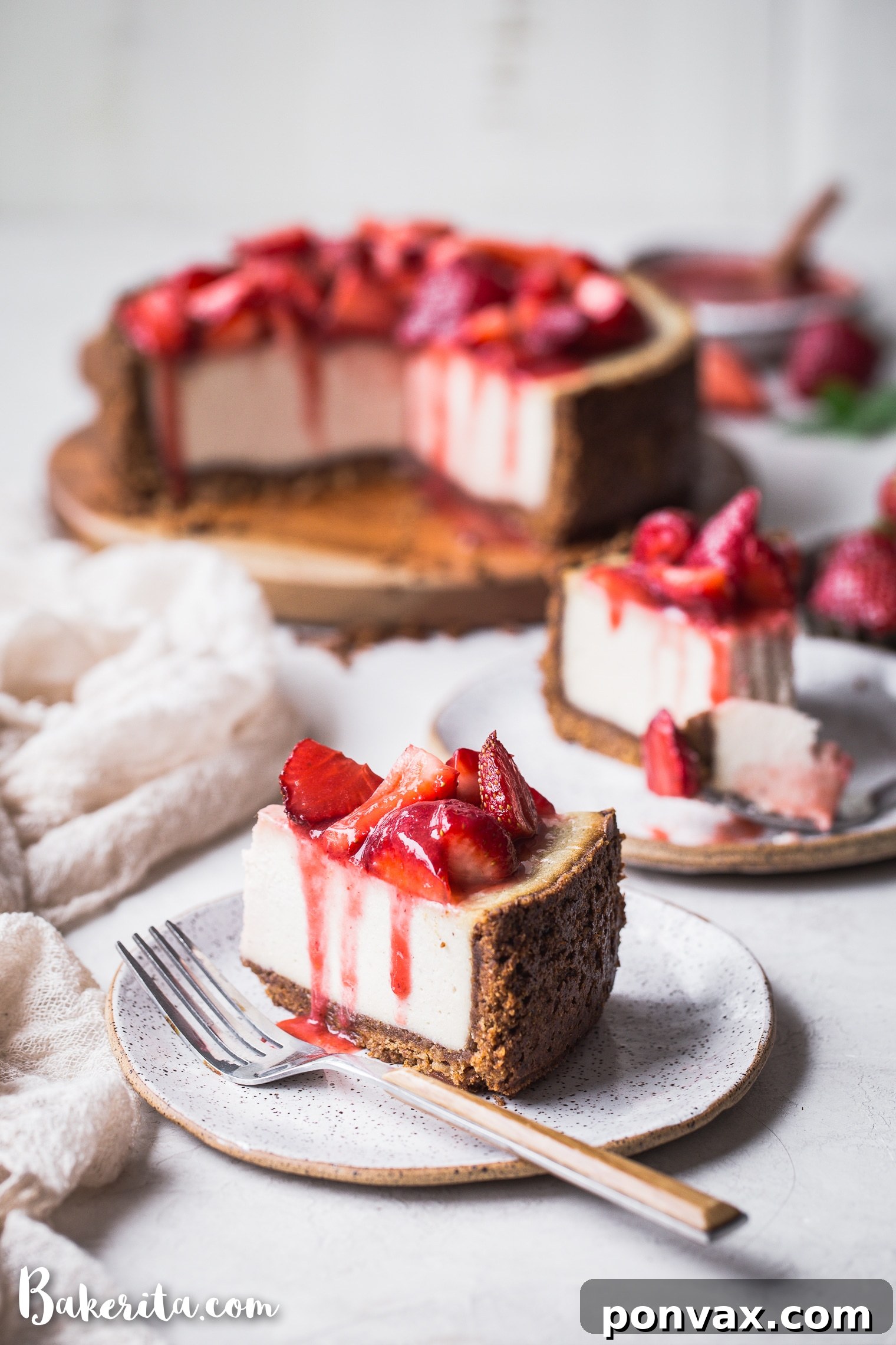 Decadent Baked Vegan Cheesecake Gluten Free 3 Discover the rich, creamy texture of this Baked Vegan Cheesecake, featuring a gluten-free crust and a vanilla filling made with cashews and coconut yogurt.