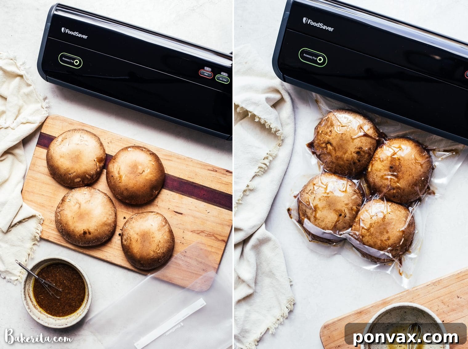 Smoky Portobello Vegan Burgers 4 Ingredients for the portobello mushroom marinade including balsamic vinegar and miso