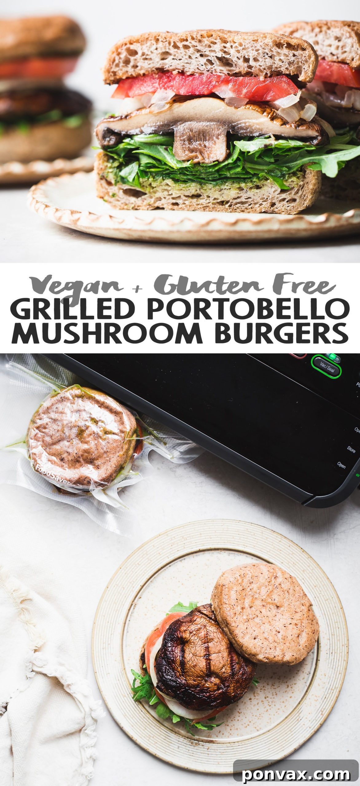 Smoky Portobello Vegan Burgers 9 Two grilled portobello burgers ready to be served