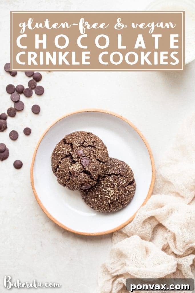 Ensure you make a generous double batch of these amazing Gluten-Free Vegan Chocolate Crinkle Cookies – perfect for sharing with friends and family, and keeping some just for yourself! These paleo-friendly cookies are fantastic for lunchboxes, holiday celebrations, or even a casual weeknight dessert, coming together in no time.