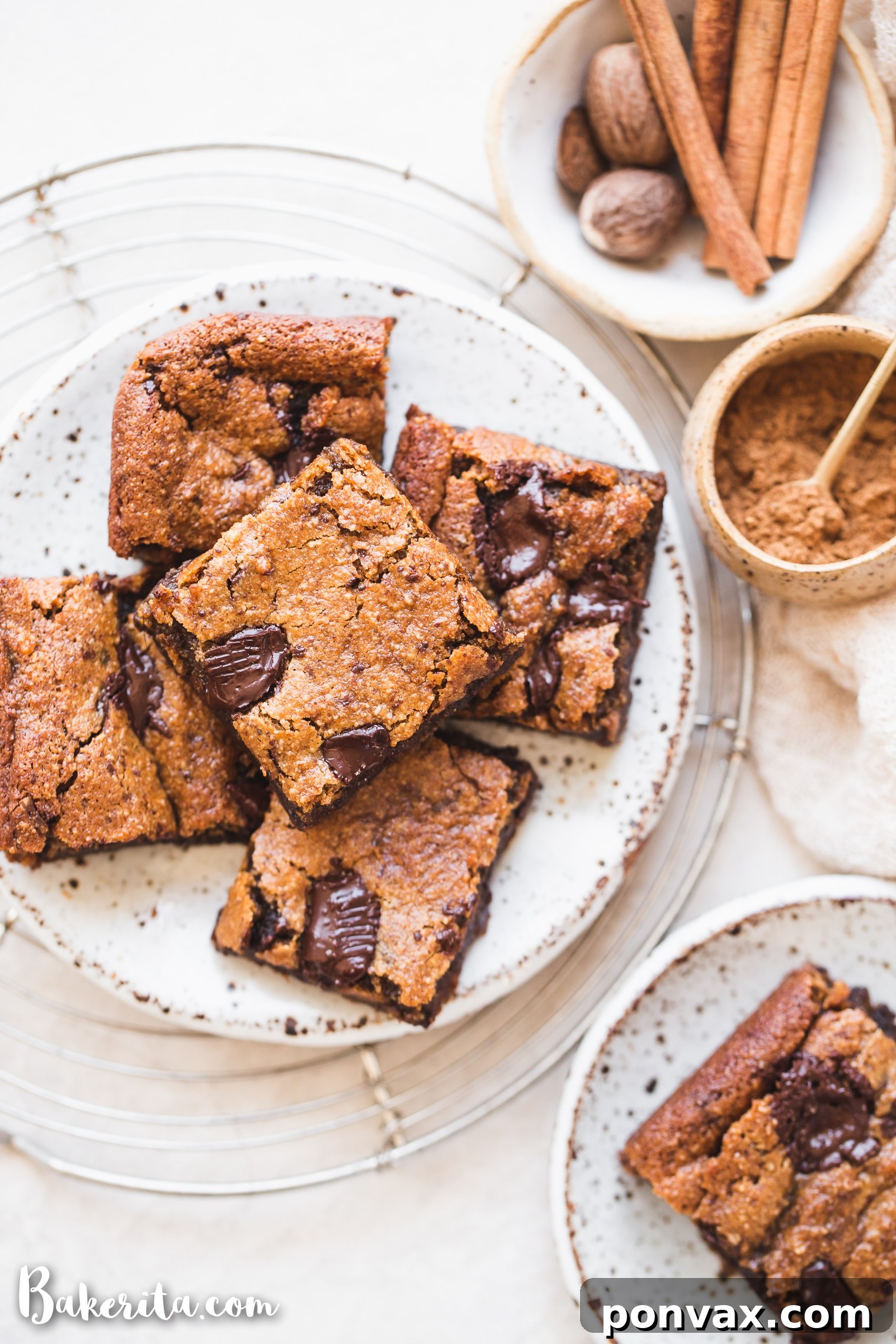 Sweet Potato Blondie Perfection Gluten-Free Vegan 2 Delicious Gluten-Free Vegan Sweet Potato Blondies with dark chocolate chunks, evoking the flavors of fall.