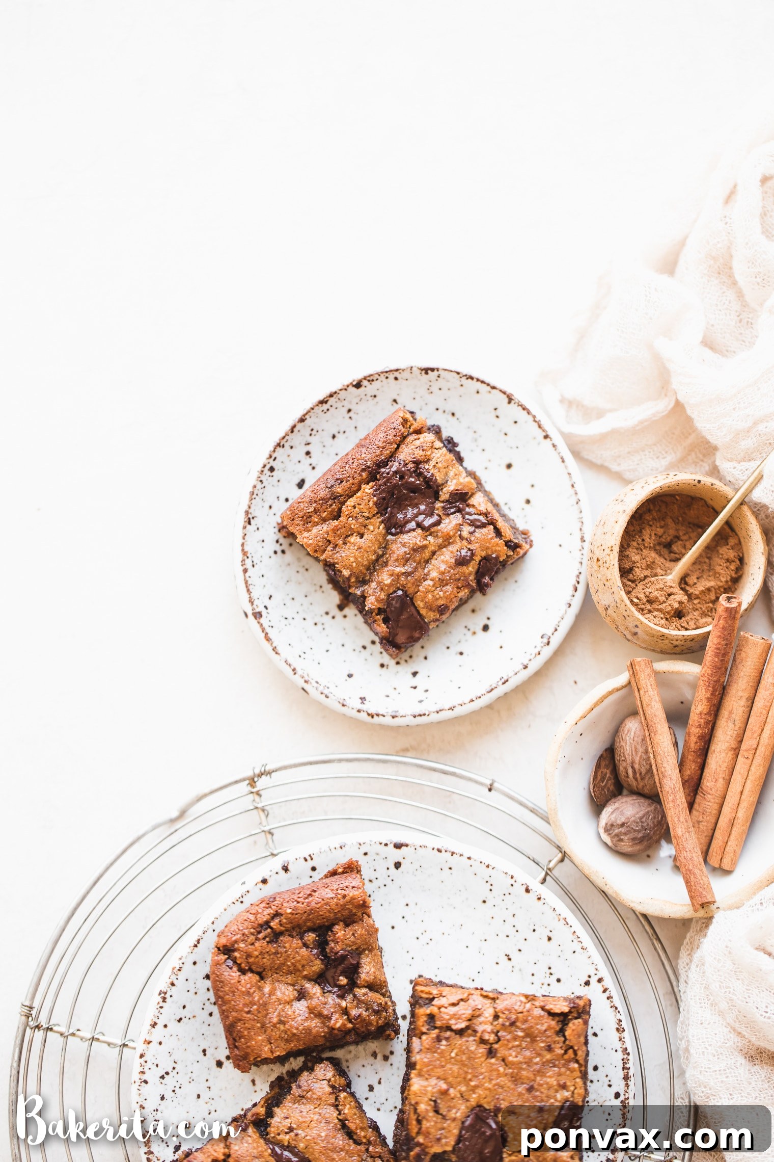 Sweet Potato Blondie Perfection Gluten-Free Vegan 4 A close-up of the gooey dark chocolate chunks embedded in the Gluten-Free Vegan Sweet Potato Blondies.