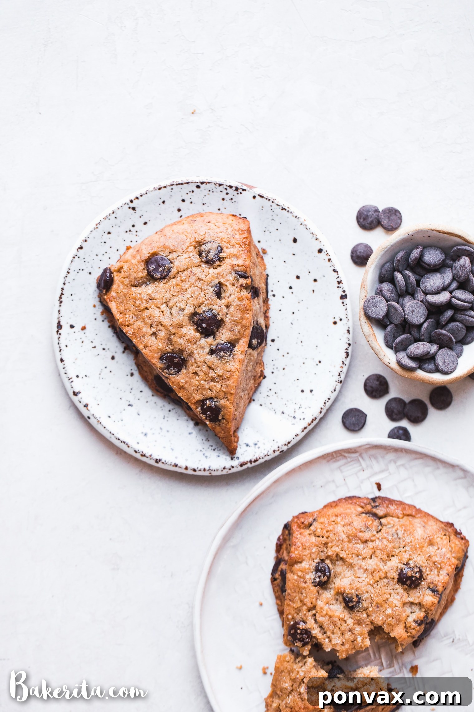 A perfectly baked vegan gluten-free chocolate chip scone, showcasing its golden-brown crust and inviting texture.
