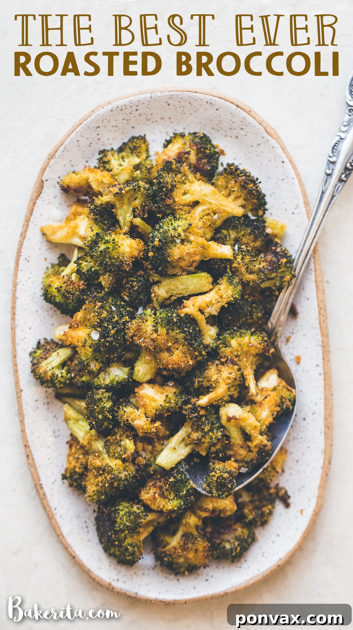A vibrant platter of roasted broccoli, ready to be served, highlighting its appealing texture and color.