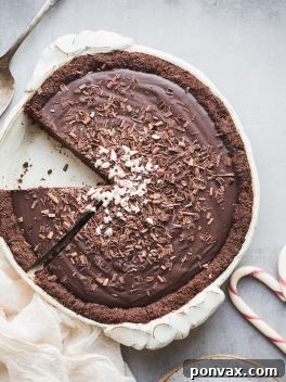 This Gluten-Free Vegan Chocolate Peppermint Pie is a perfect holiday dessert.