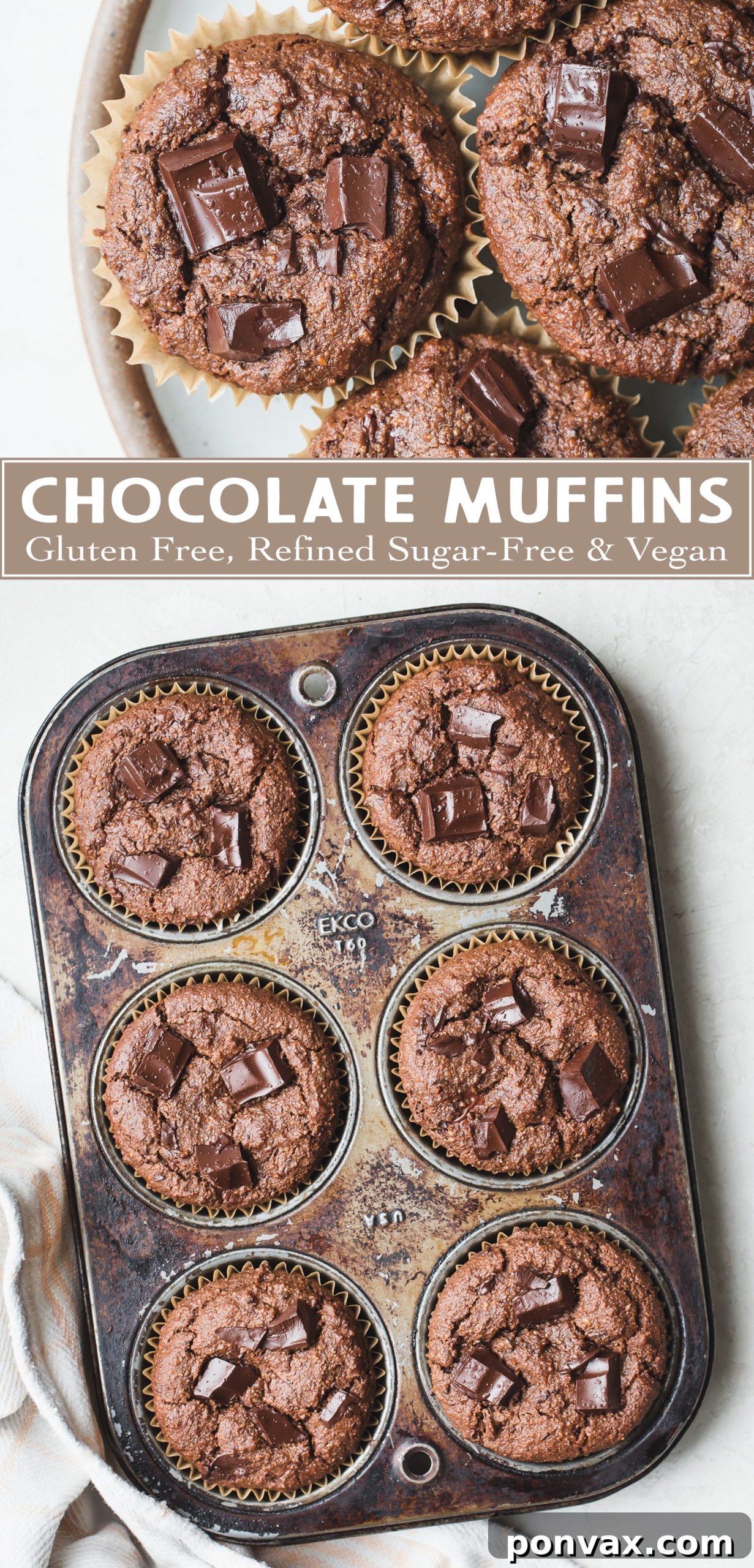 Decadent Gluten-Free Vegan Double Chocolate Muffins 10 Artistic close-up of a Gluten-Free Vegan Double Chocolate Muffin.