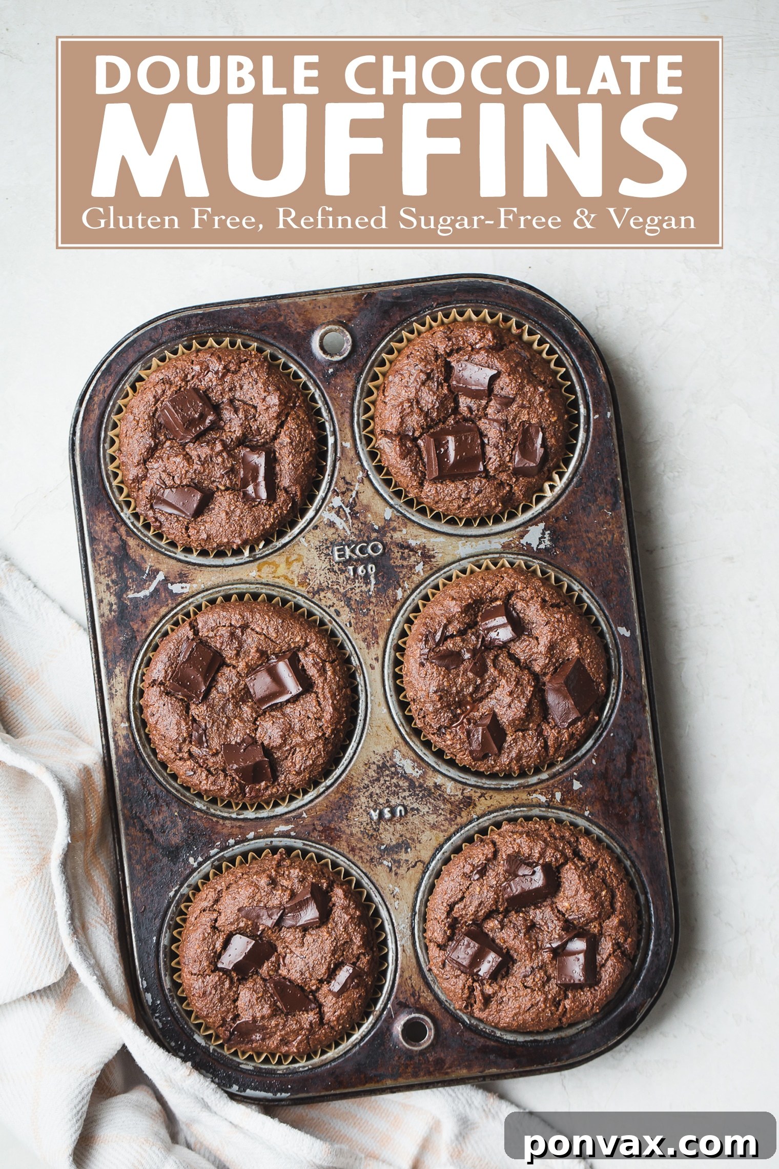 Decadent Gluten-Free Vegan Double Chocolate Muffins 8 A stack of delicious Gluten-Free Vegan Double Chocolate Muffins, ready to be enjoyed.