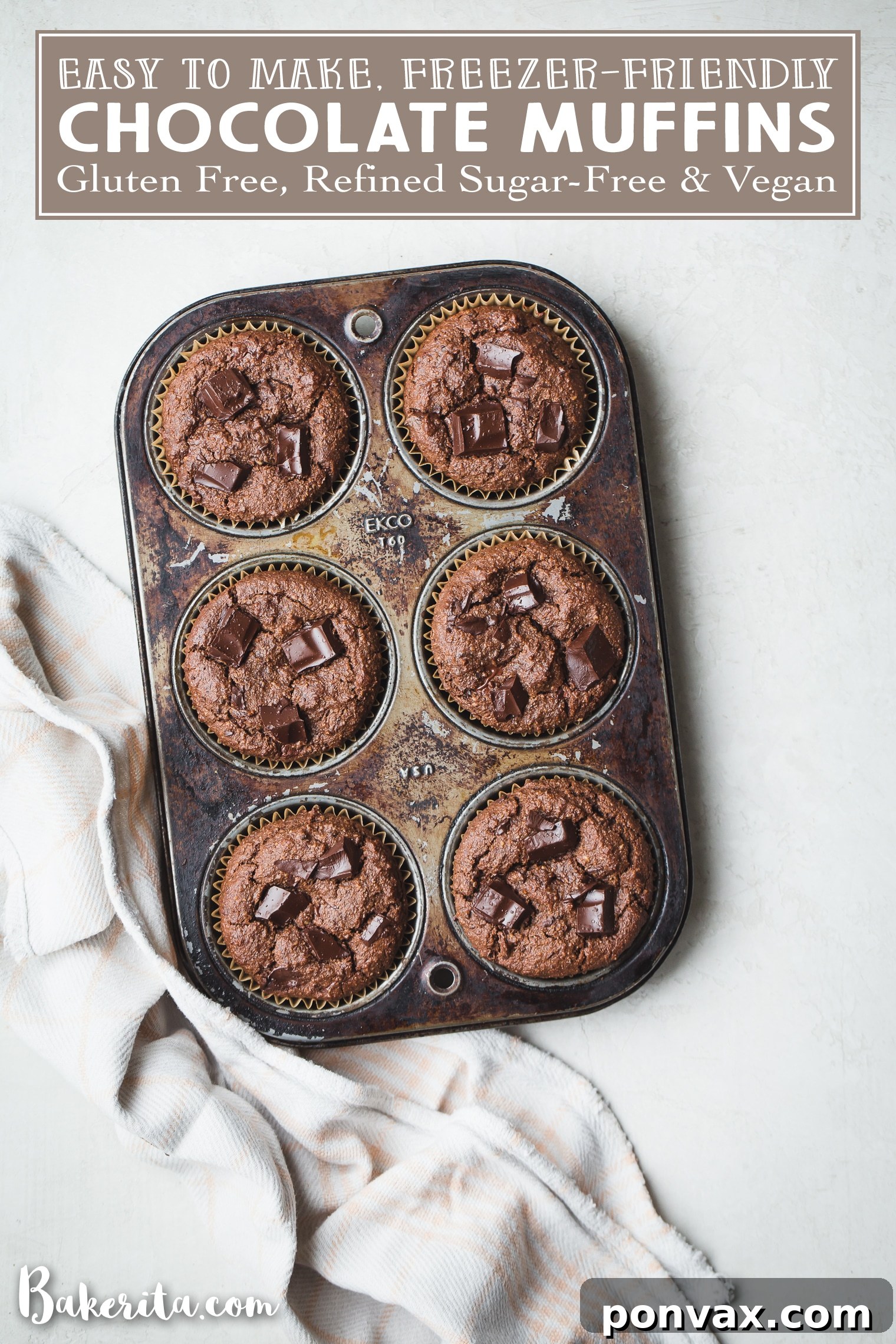 Decadent Gluten-Free Vegan Double Chocolate Muffins 9 Overhead shot of Gluten-Free Vegan Double Chocolate Muffins cooling on a wire rack.