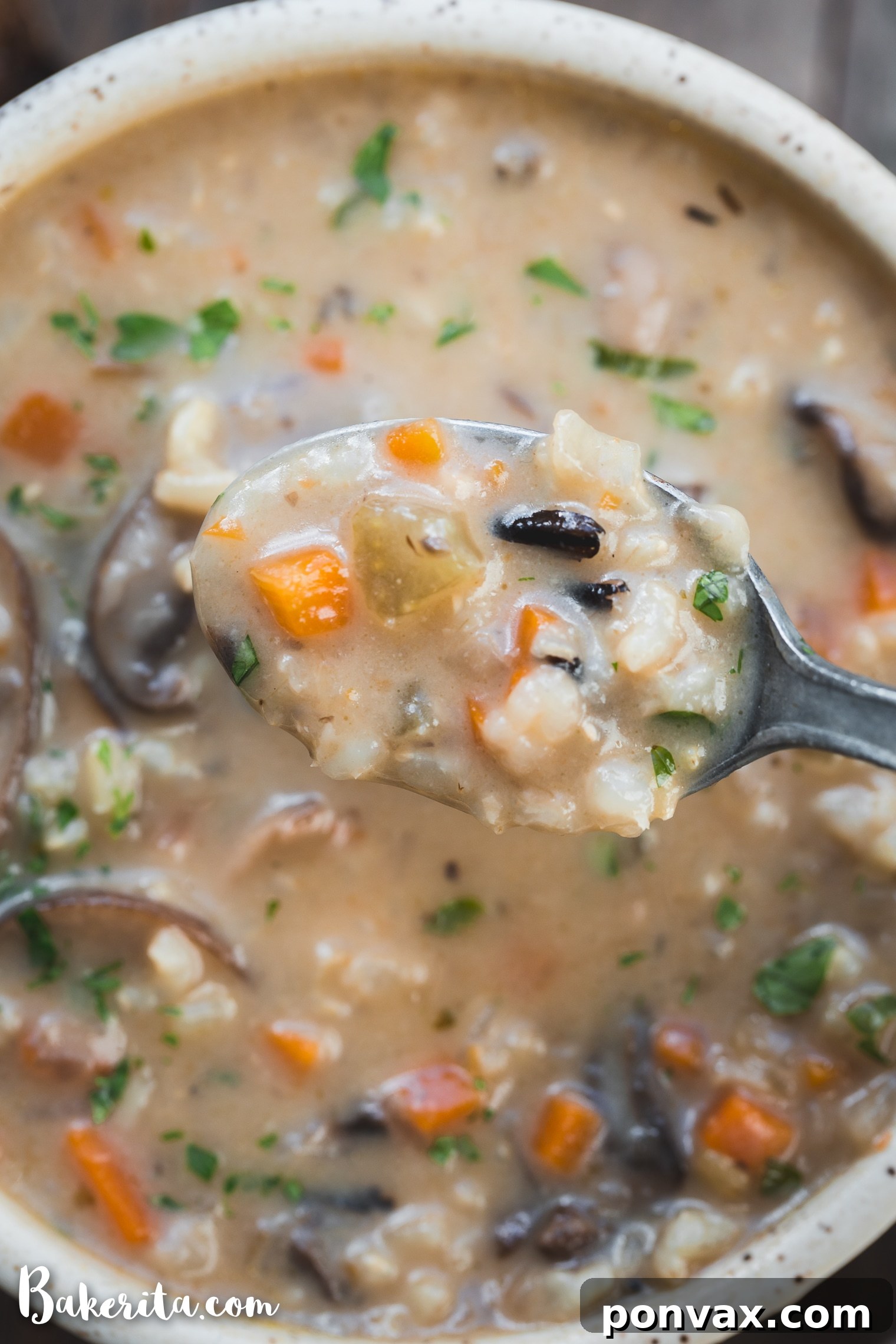 This Vegan Mushroom Wild Rice Soup is cozy, comforting, and so simple to make in under an hour using just one pot! It's the perfect healthy vegan dinner for chilly nights. It's loaded with mushrooms, wild rice, and vegetables.