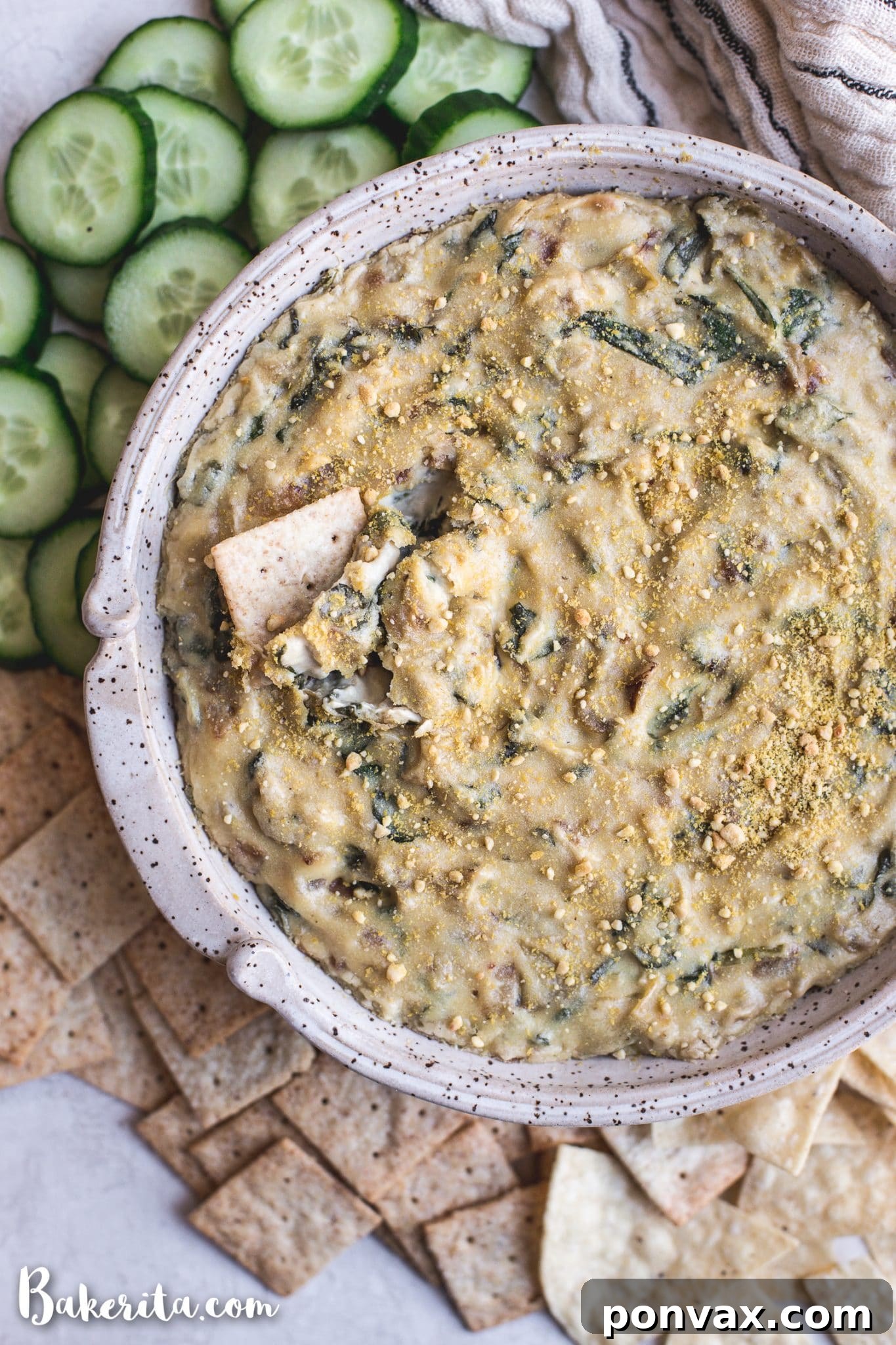 Velvety Vegan Spinach Artichoke Cashew Dip 7 Vegan Spinach Artichoke Dip: tastes as good as the original, but it's dairy-free, soy-free, gluten-free, and Whole30! No processed ingredients here - just whole, plant-based foods. It's perfect as an appetizer or for game day.