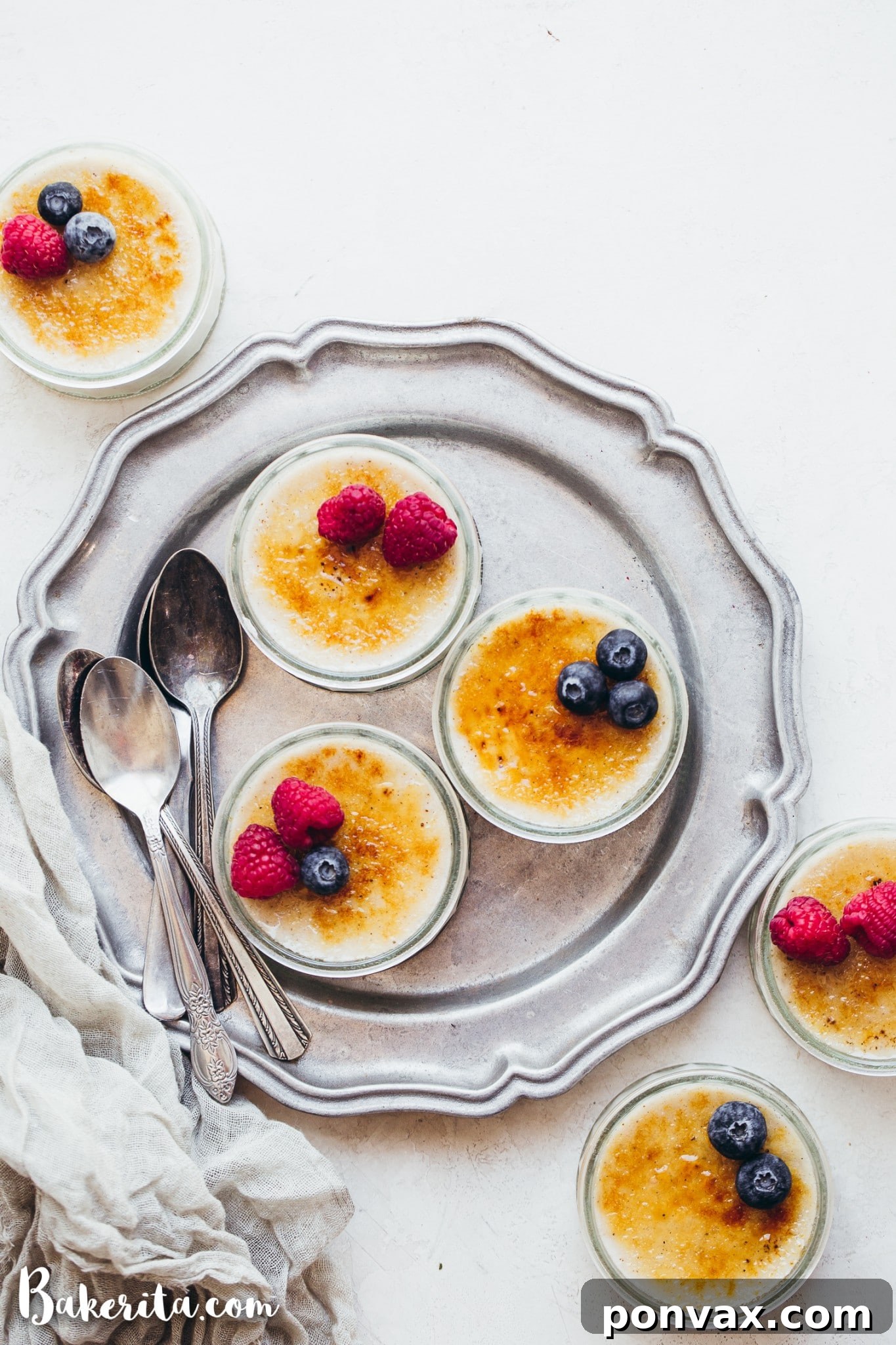A beautifully presented Vegan Creme Brulee, dairy-free and paleo-friendly, showcasing a perfectly torched caramelized sugar top.