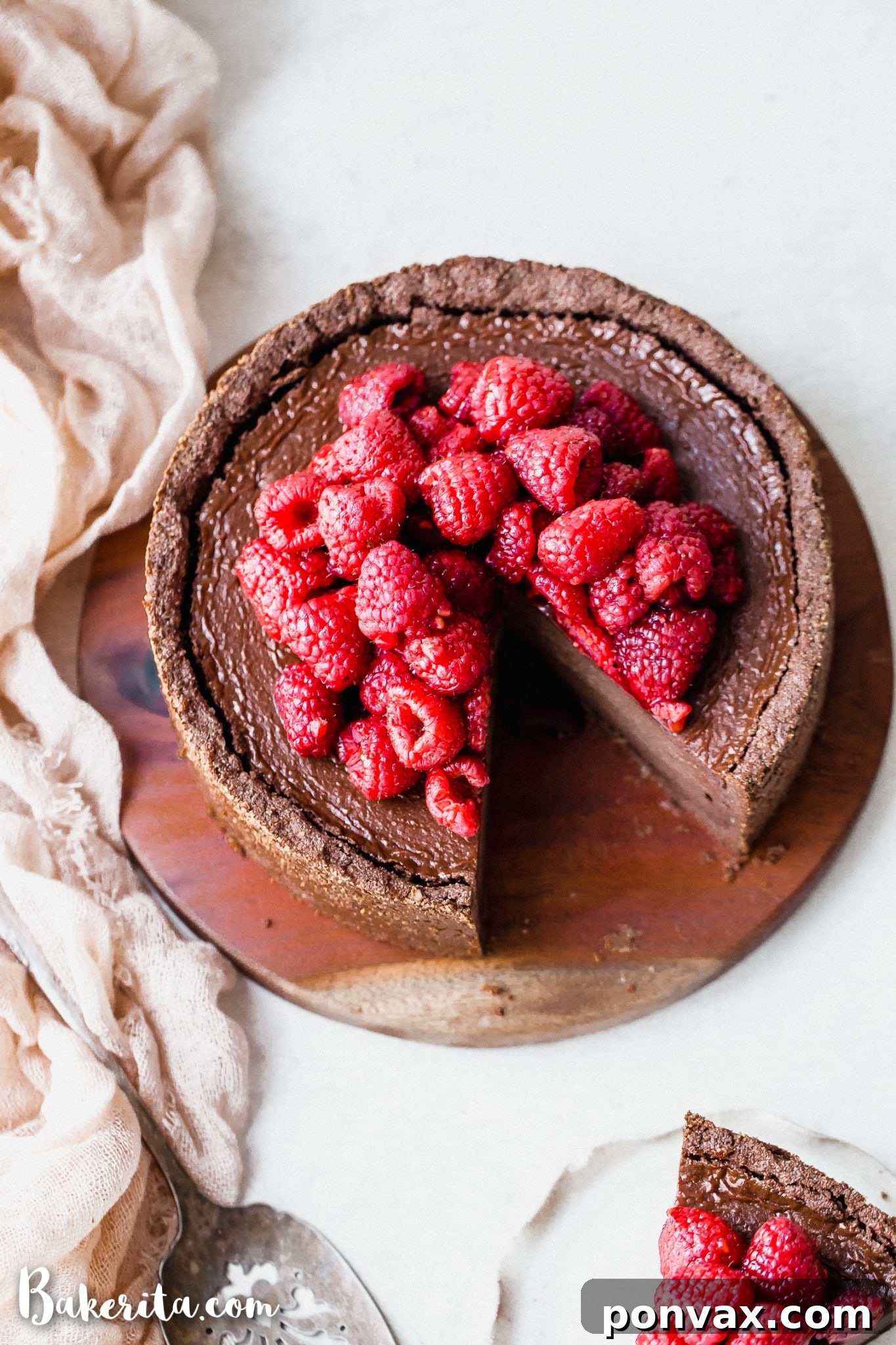 A close-up of the Baked Vegan Chocolate Cheesecake filling, showing its smooth, glossy texture before baking.